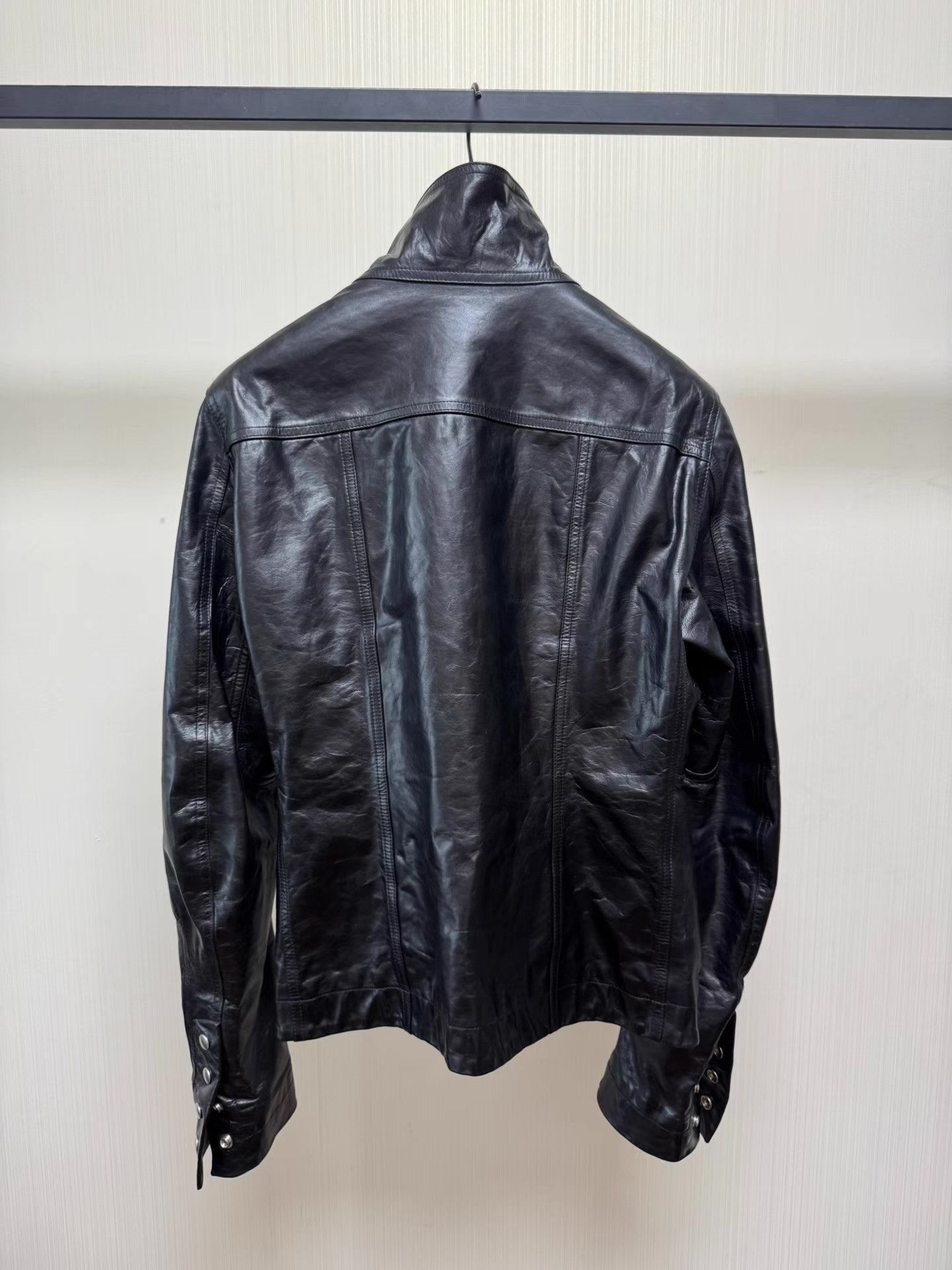 Rick Owens Black Leather Jacket with Asymmetric Zip Size US M / EU 48-50 / 2 - 2 Thumbnail