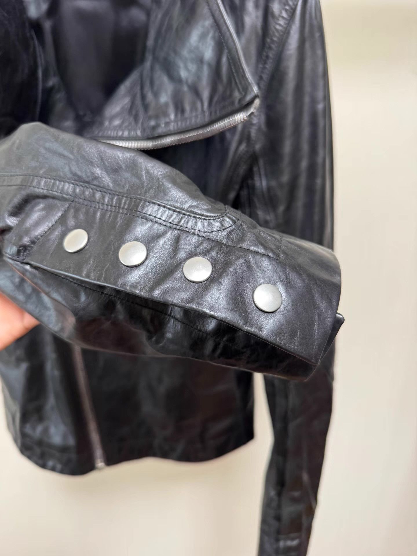 Rick Owens Black Leather Jacket with Asymmetric Zip Size US M / EU 48-50 / 2 - 4 Thumbnail