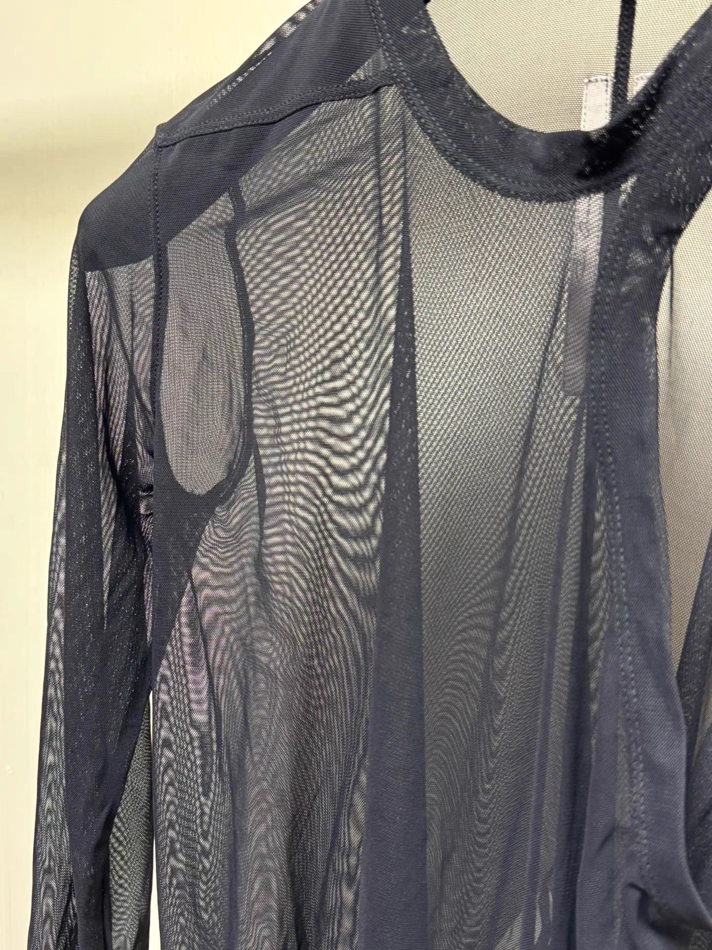 Rick Owens Black Mesh Long-Sleeve Asymmetric Top Size US M / EU 48-50 / 2 - 4 Thumbnail