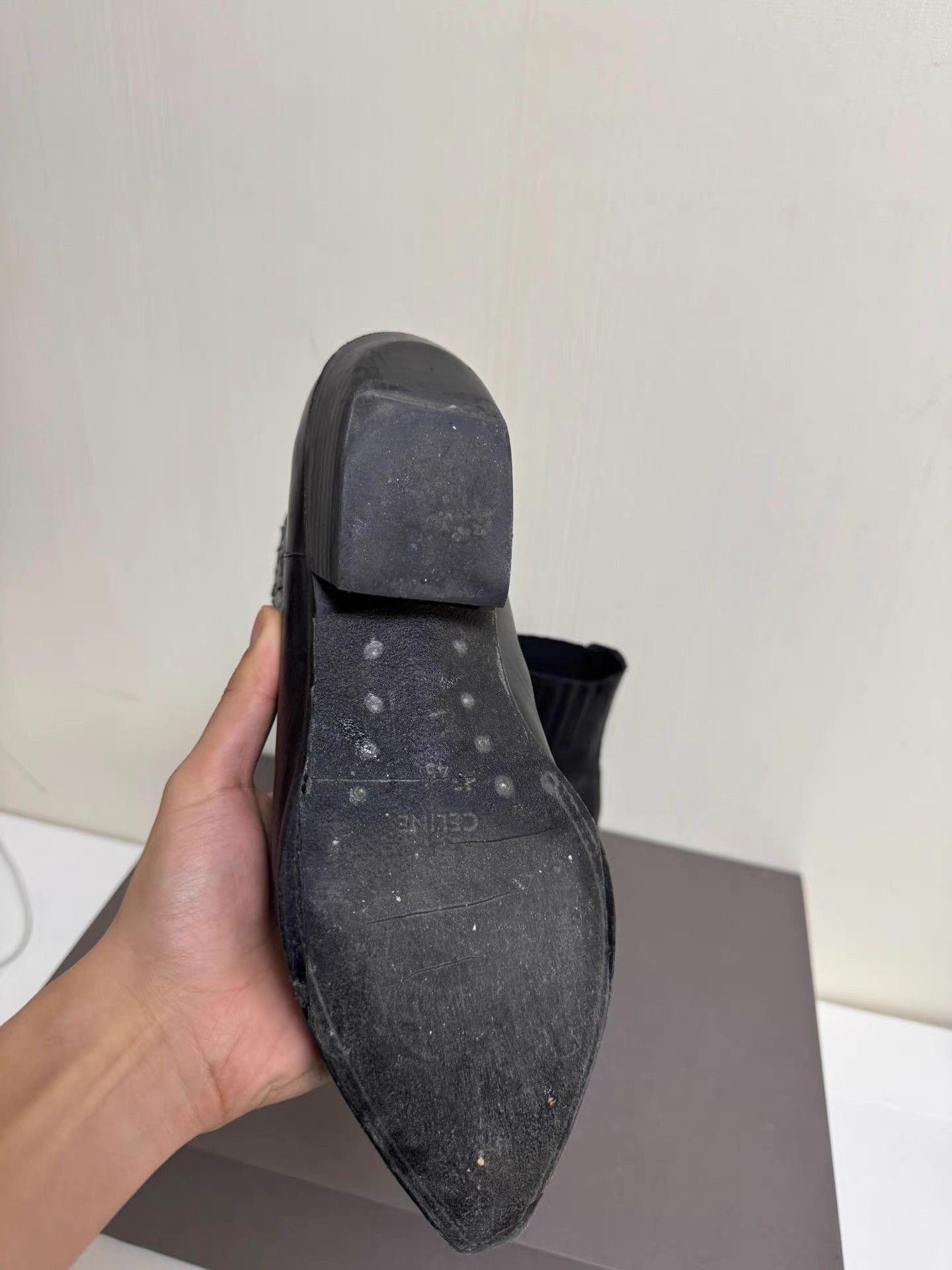 Celine Black Western Style Leather Ankle Boots Size US 11 / EU 44 - 4 Thumbnail
