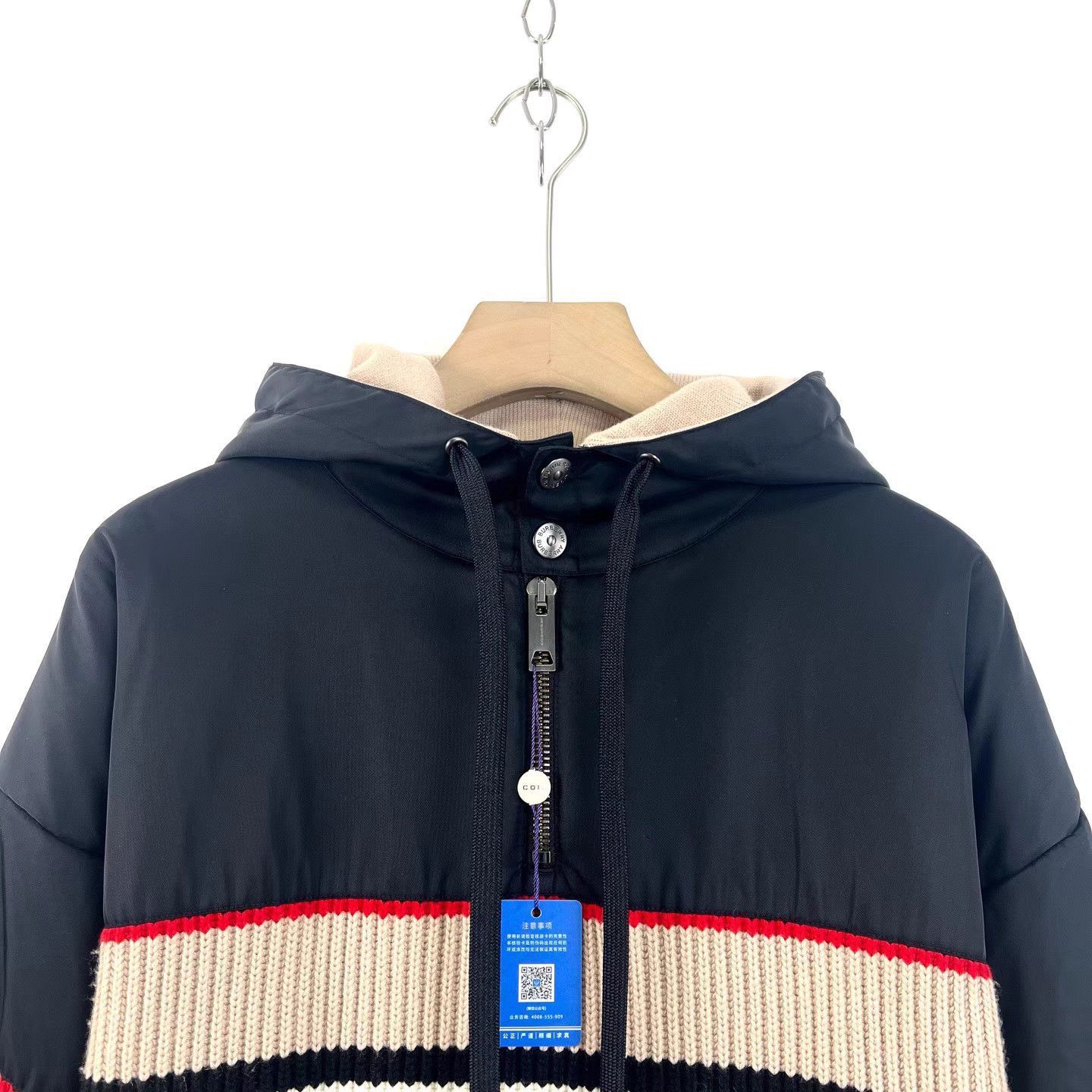 Burberry Black Striped Hooded Sweatshirt with Color Block Design Size US M / EU 48-50 / 2 - 4 Thumbnail