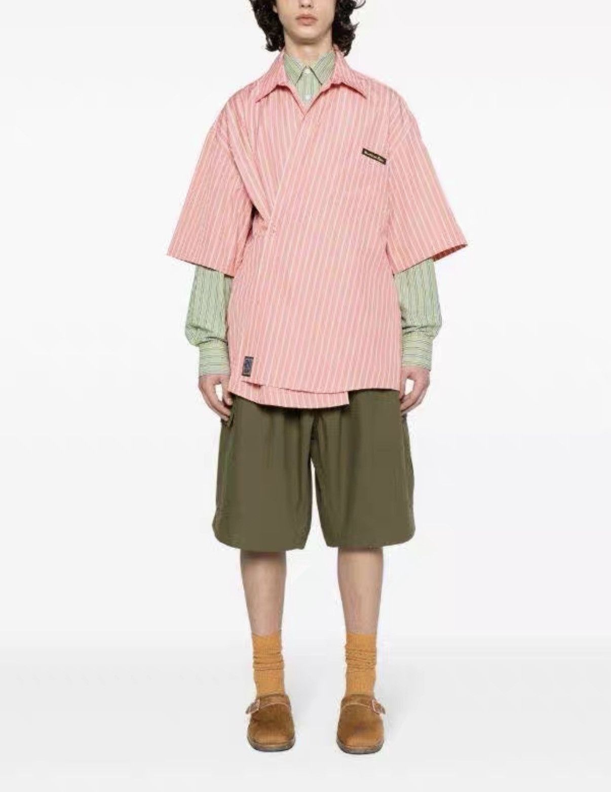 Martine Rose Orange Striped Short-Sleeve Button-Up Shirt Size US XS / EU 42 / 0 - 6 Thumbnail