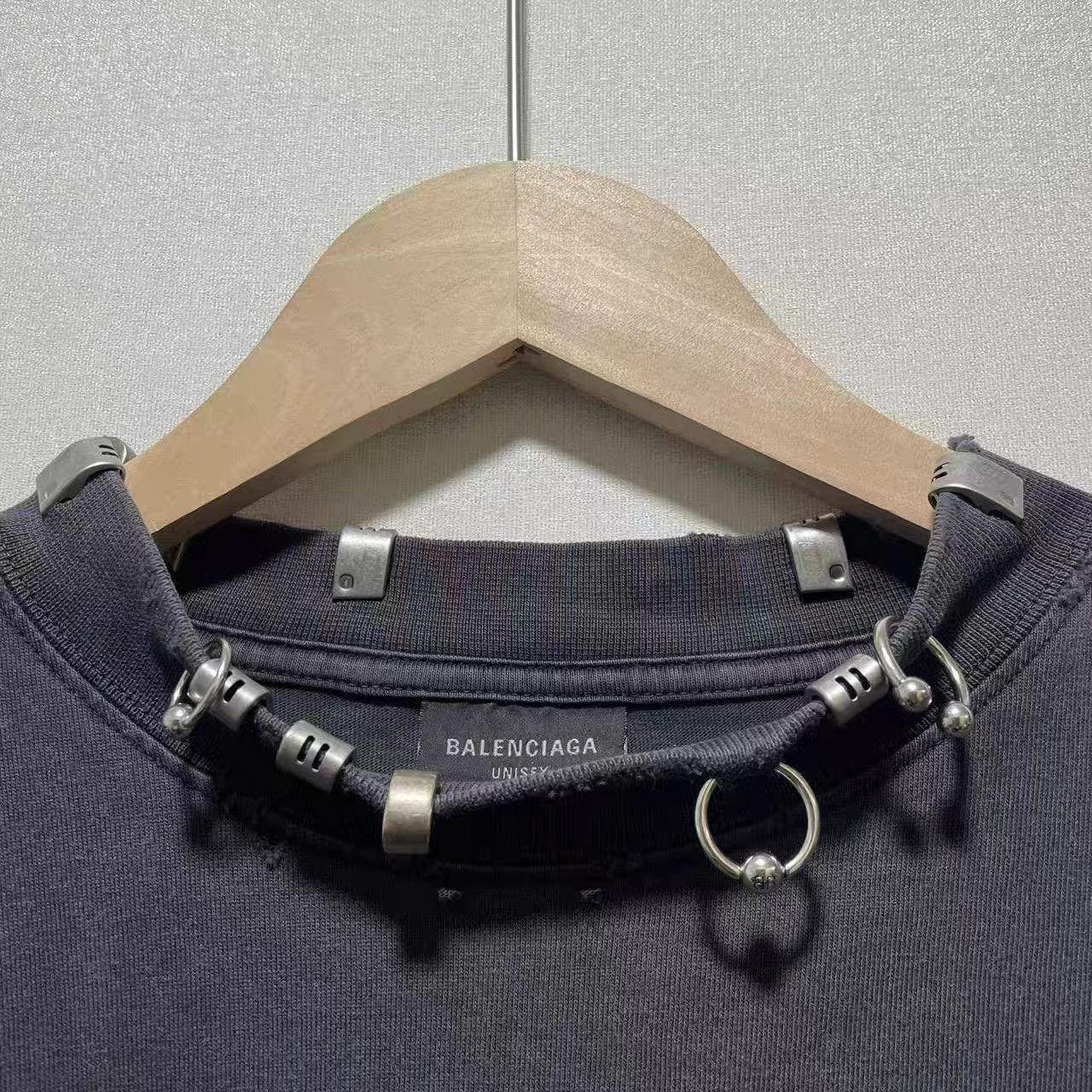 Balenciaga Black Short-Sleeve Shirt with Metal Collar Detail Size US XL / EU 56 / 4 - 3 Thumbnail
