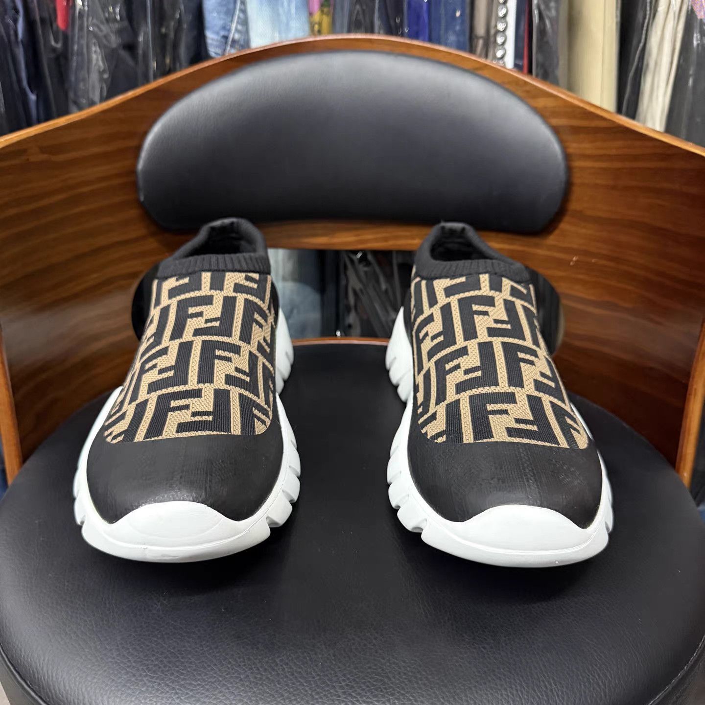 Fendi Brown Patterned Slip-On Shoes Size 9 Size US 9 / EU 42 - 2 Thumbnail