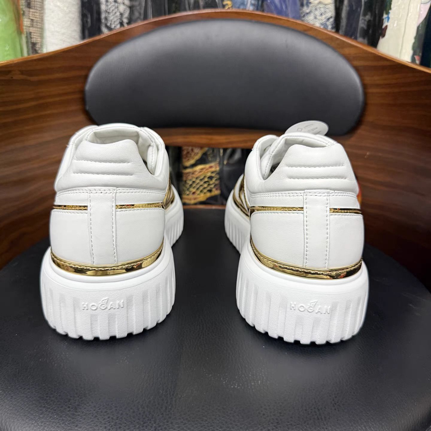 Hogan White Low-Top Sneakers with Gold Accents Size US 6.5 / EU 39-40 - 3 Thumbnail