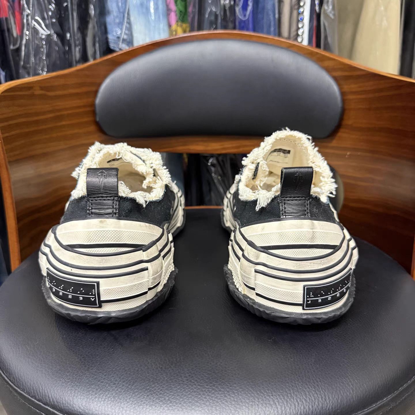 xVESSEL Black Low-Top Sneakers with Distressed Edges Size 11 Size US 11 / EU 44 - 3 Thumbnail