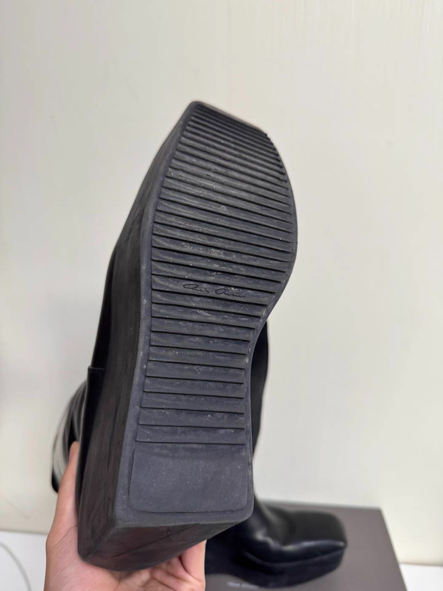 Rick Owens Black Platform Wedge Knee-High Boots Size US 12 / EU 45 - 5 Thumbnail