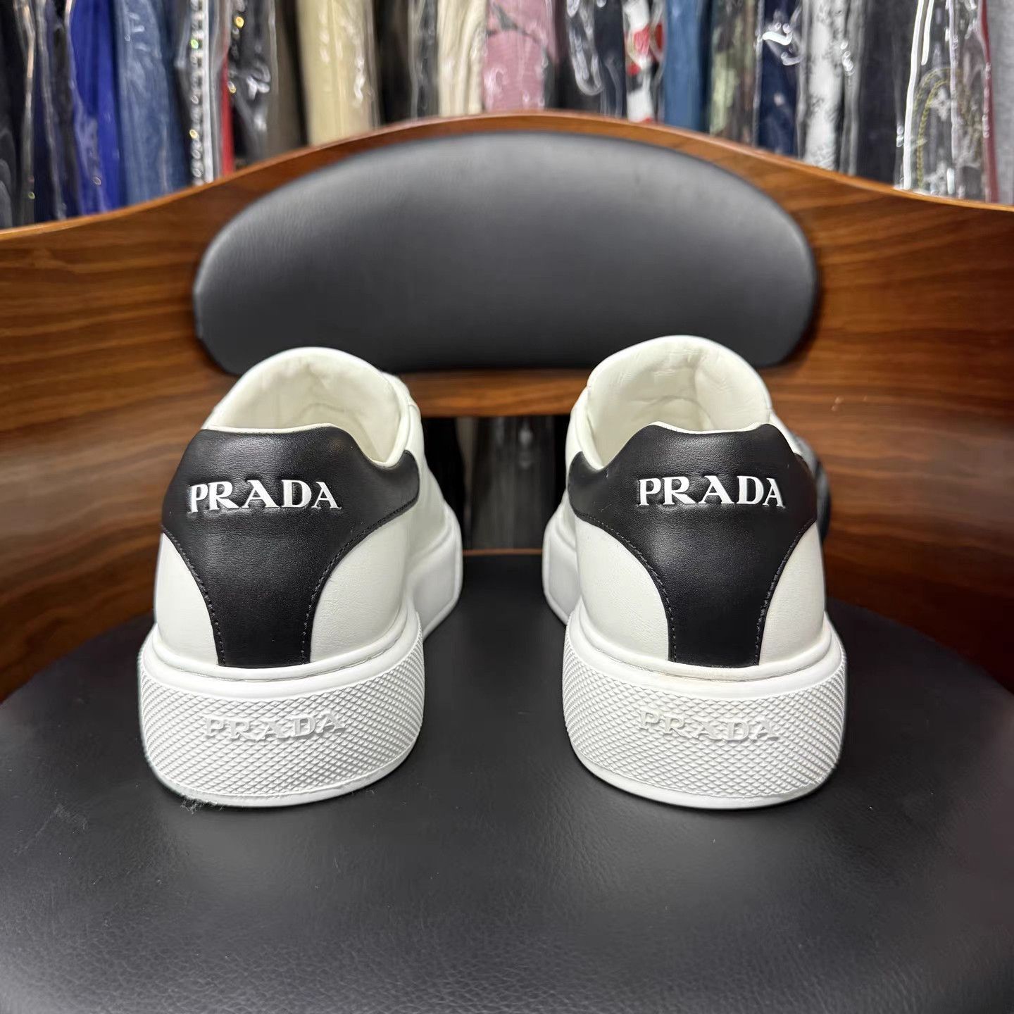 Prada White Low-Top Leather Sneakers Size 6.5 Size US 6.5 / EU 39-40 - 3 Thumbnail