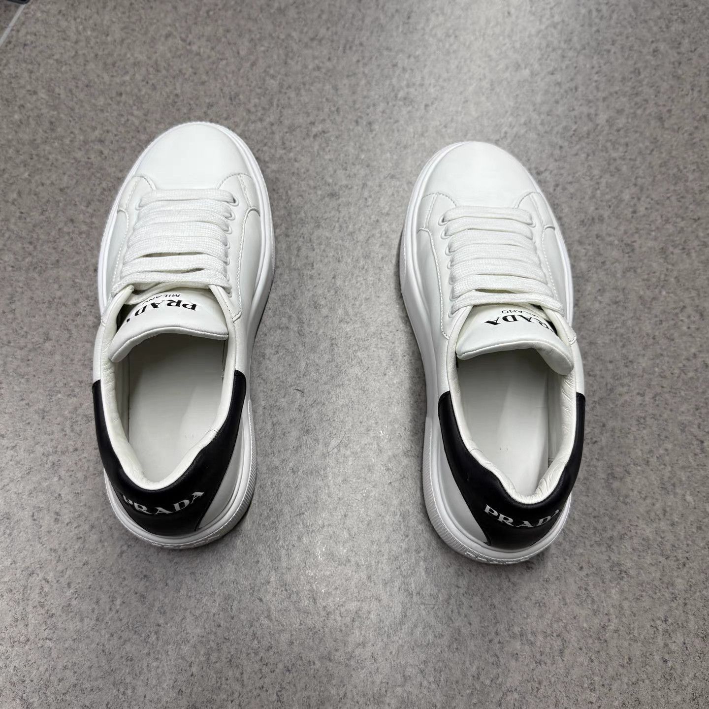 Prada White Low-Top Leather Sneakers Size 6.5 Size US 6.5 / EU 39-40 - 8 Thumbnail