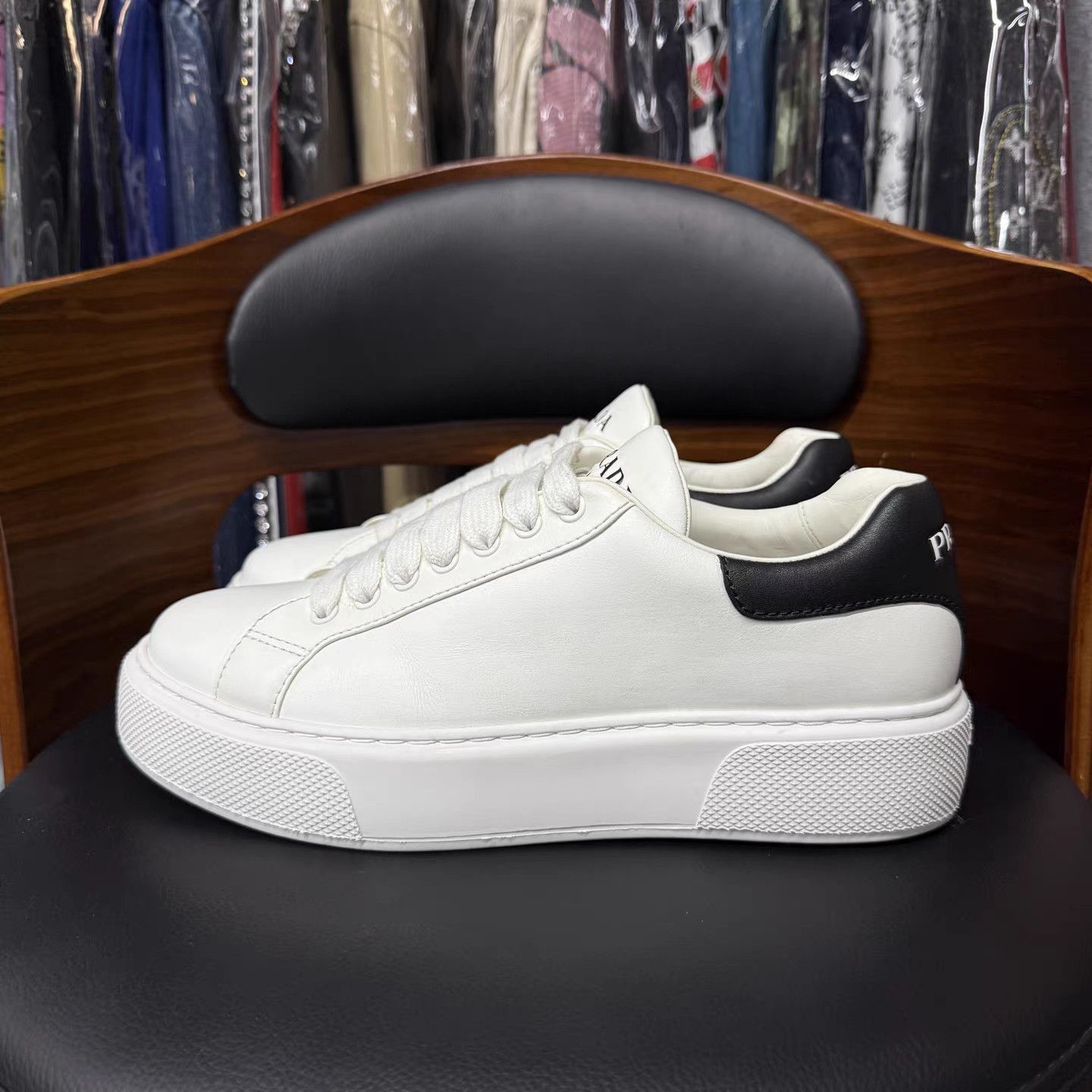 Prada White Low-Top Leather Sneakers Size 6.5 Size US 6.5 / EU 39-40 - 6 Thumbnail