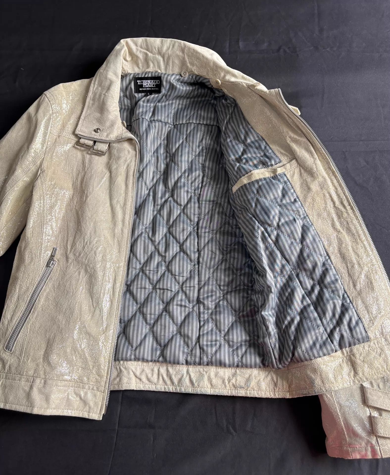 Tornado Mart Multi-Color Leather Biker Jacket Size US L / EU 52-54 / 3 - 3 Thumbnail