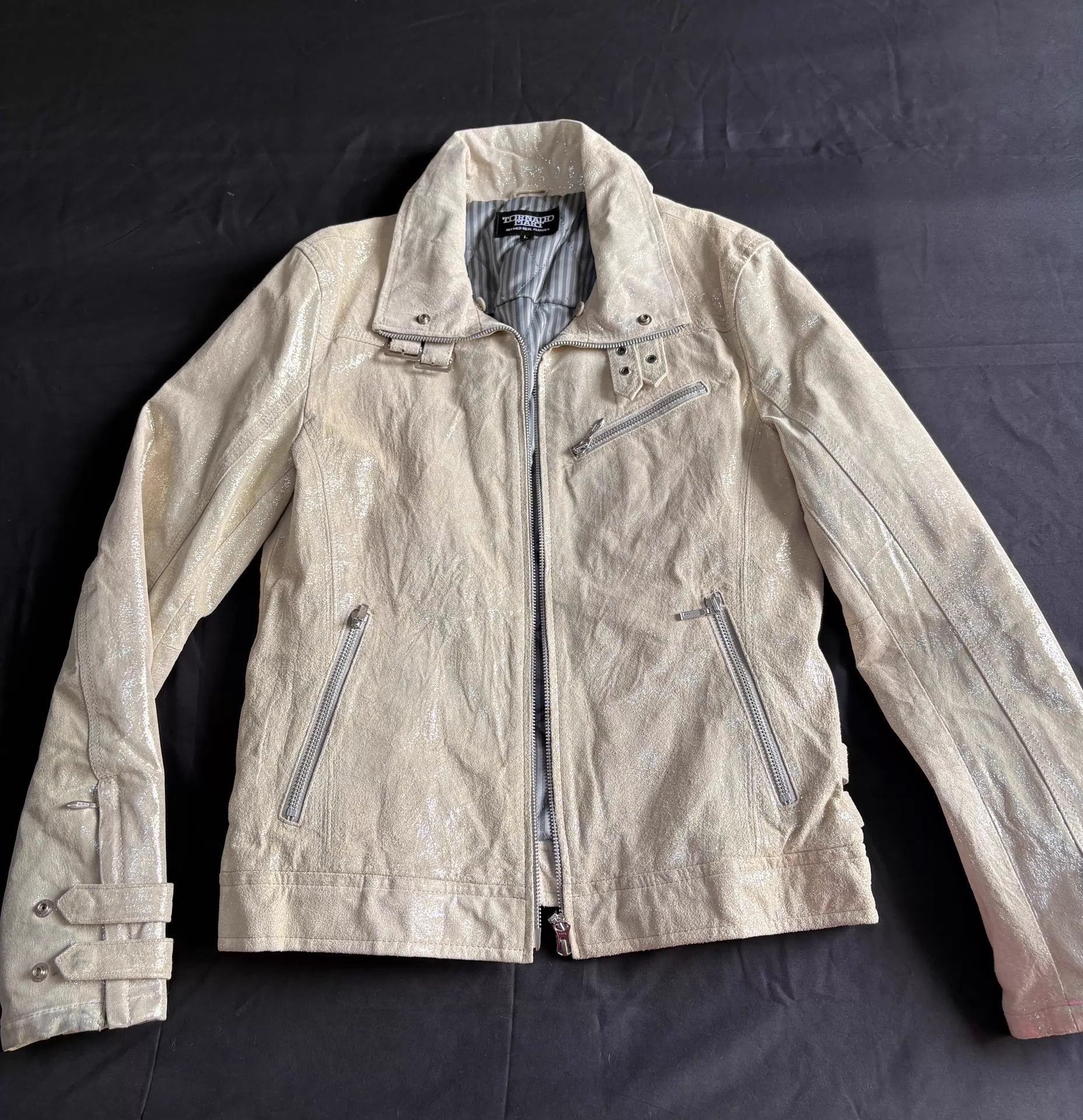 Tornado Mart Multi-Color Leather Biker Jacket Size US L / EU 52-54 / 3 - 2 Thumbnail