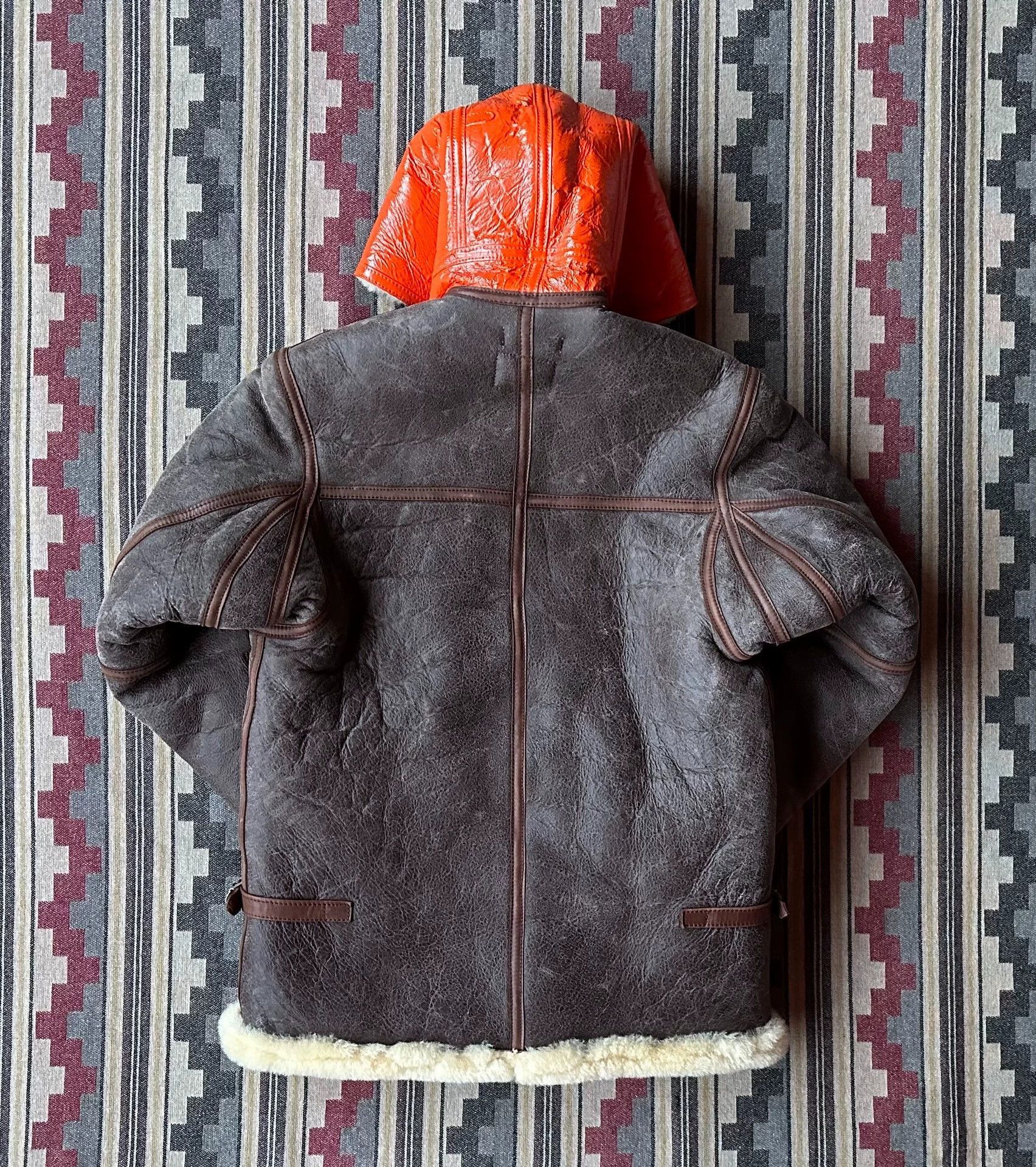 Nigel Cabourn Brown Leather Hooded Jacket with Sherpa Lining (M) Size US M / EU 48-50 / 2 - 6 Thumbnail