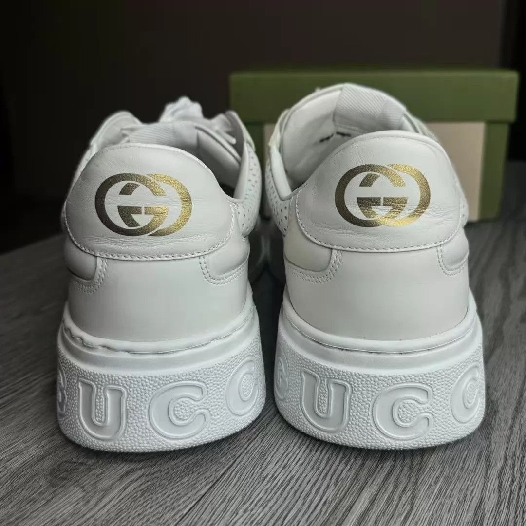Gucci White Low-Top Sneakers with Perforated Detail Size US 13 / EU 46 - 5 Thumbnail