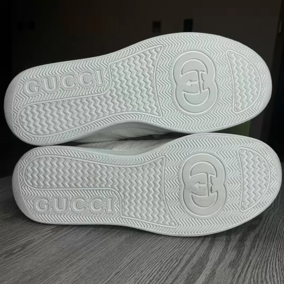 Gucci White Low-Top Sneakers with Perforated Detail Size US 13 / EU 46 - 6 Thumbnail