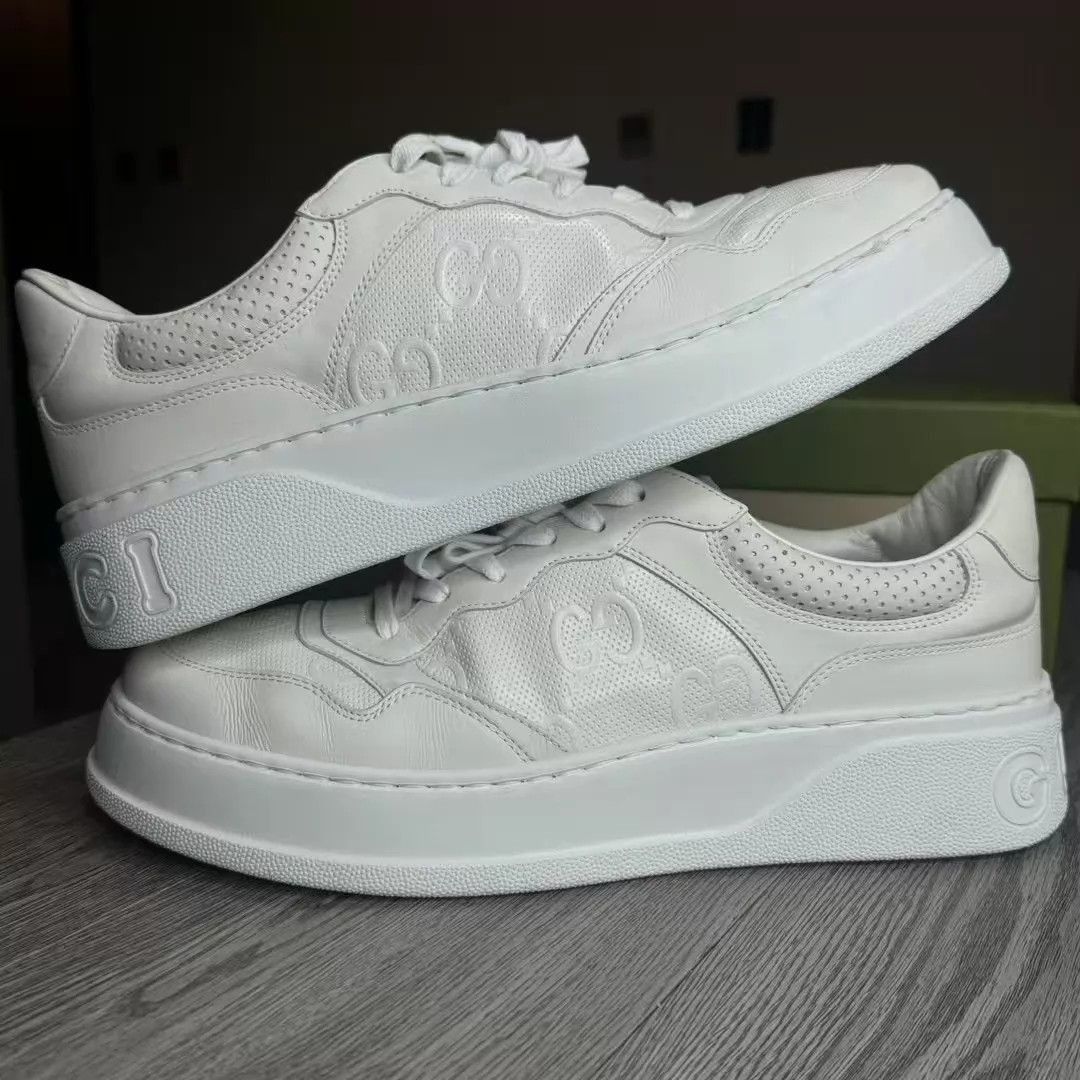 Gucci White Low-Top Sneakers with Perforated Detail Size US 13 / EU 46 - 2 Thumbnail