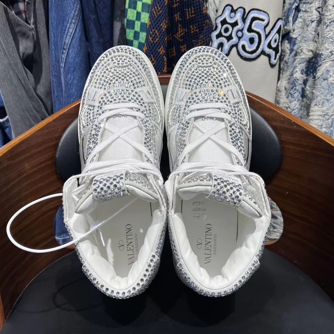 Valentino Silver High-Top Sneakers with Crystal Embellishments Size US 11 / EU 44 - 5 Thumbnail