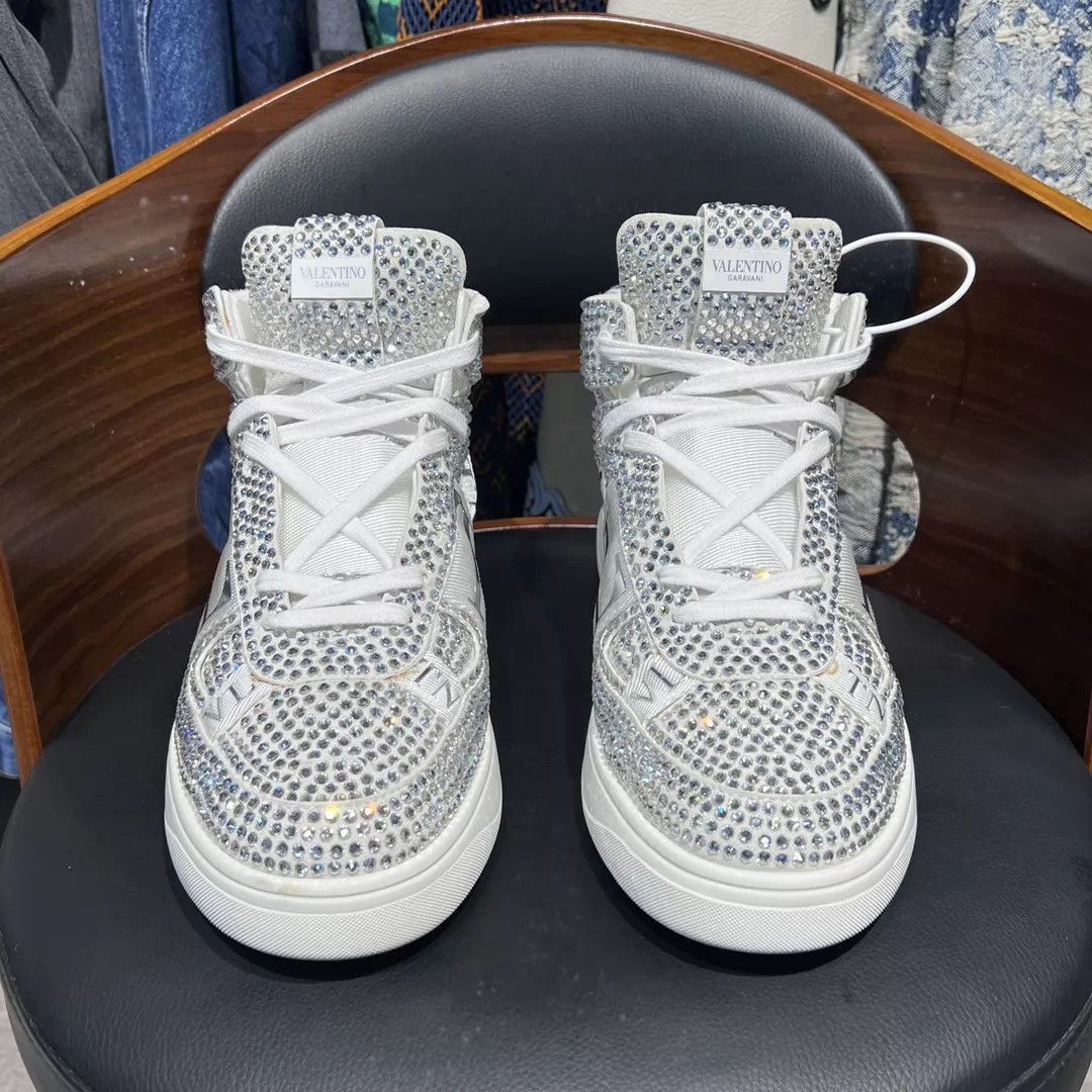 Valentino Silver High-Top Sneakers with Crystal Embellishments Size US 11 / EU 44 - 2 Thumbnail