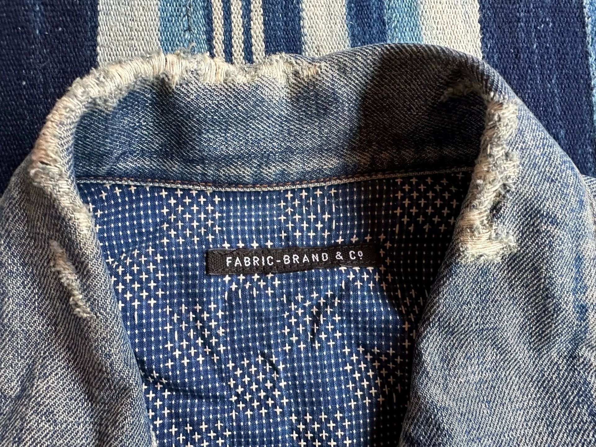 Fabric Brand & Co. Blue Denim Jacket with Distressed Frayed Edges Size US XL / EU 56 / 4 - 4 Thumbnail