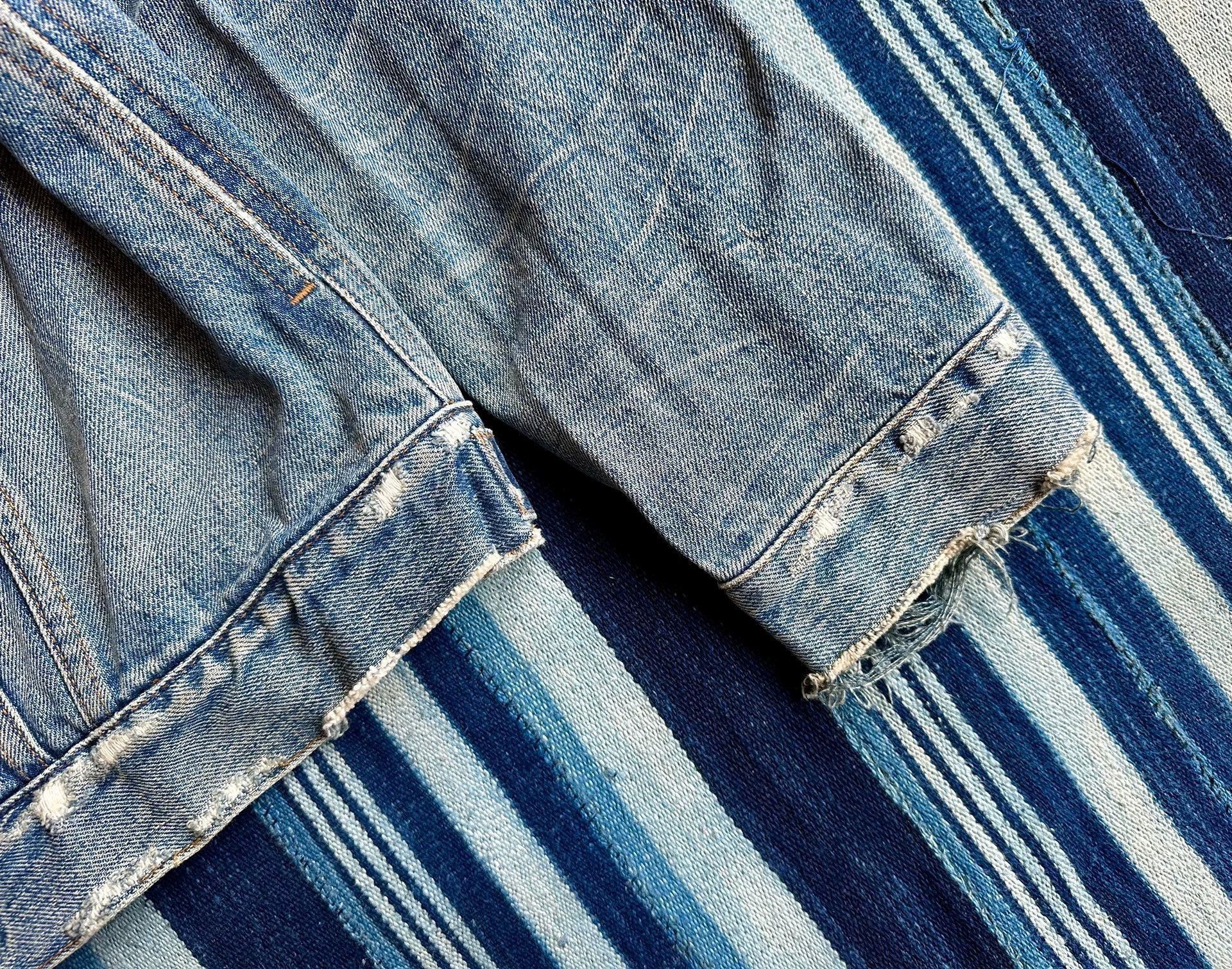 Fabric Brand & Co. Blue Denim Jacket with Distressed Frayed Edges Size US XL / EU 56 / 4 - 8 Thumbnail
