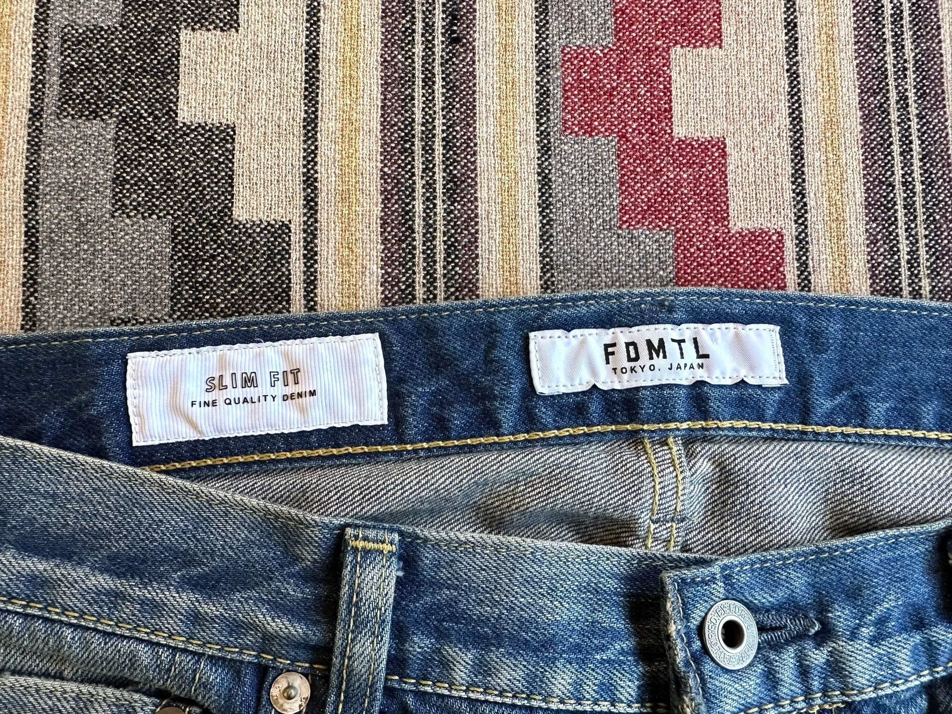 FDMTL Blue Denim Jeans with Patchwork Design Size US 34 / EU 50 - 6 Thumbnail