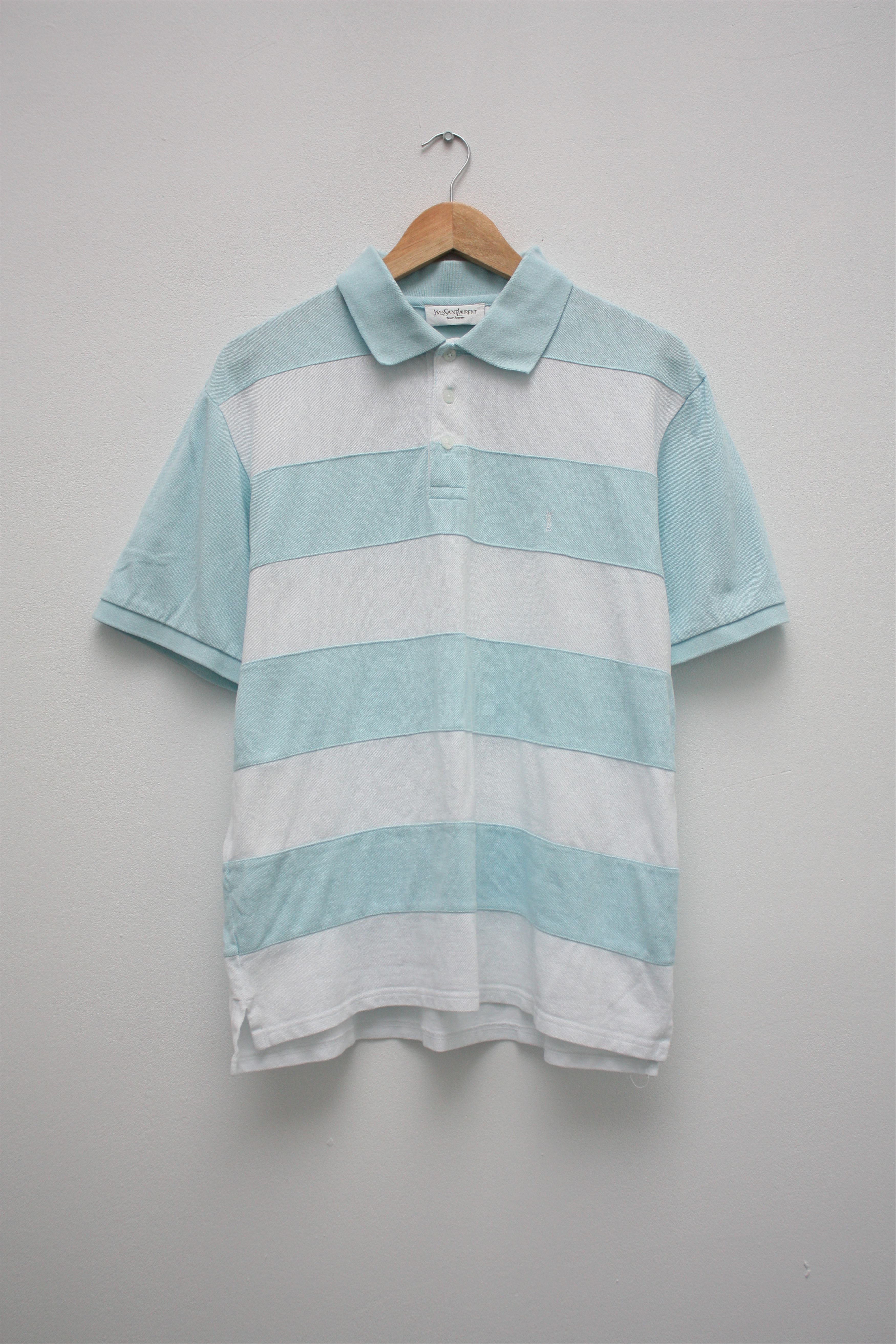 Yves Saint Laurent Yves Saint Laurent Blue White Polo Size US L / EU 52-54 / 3 - 1 Thumbnail