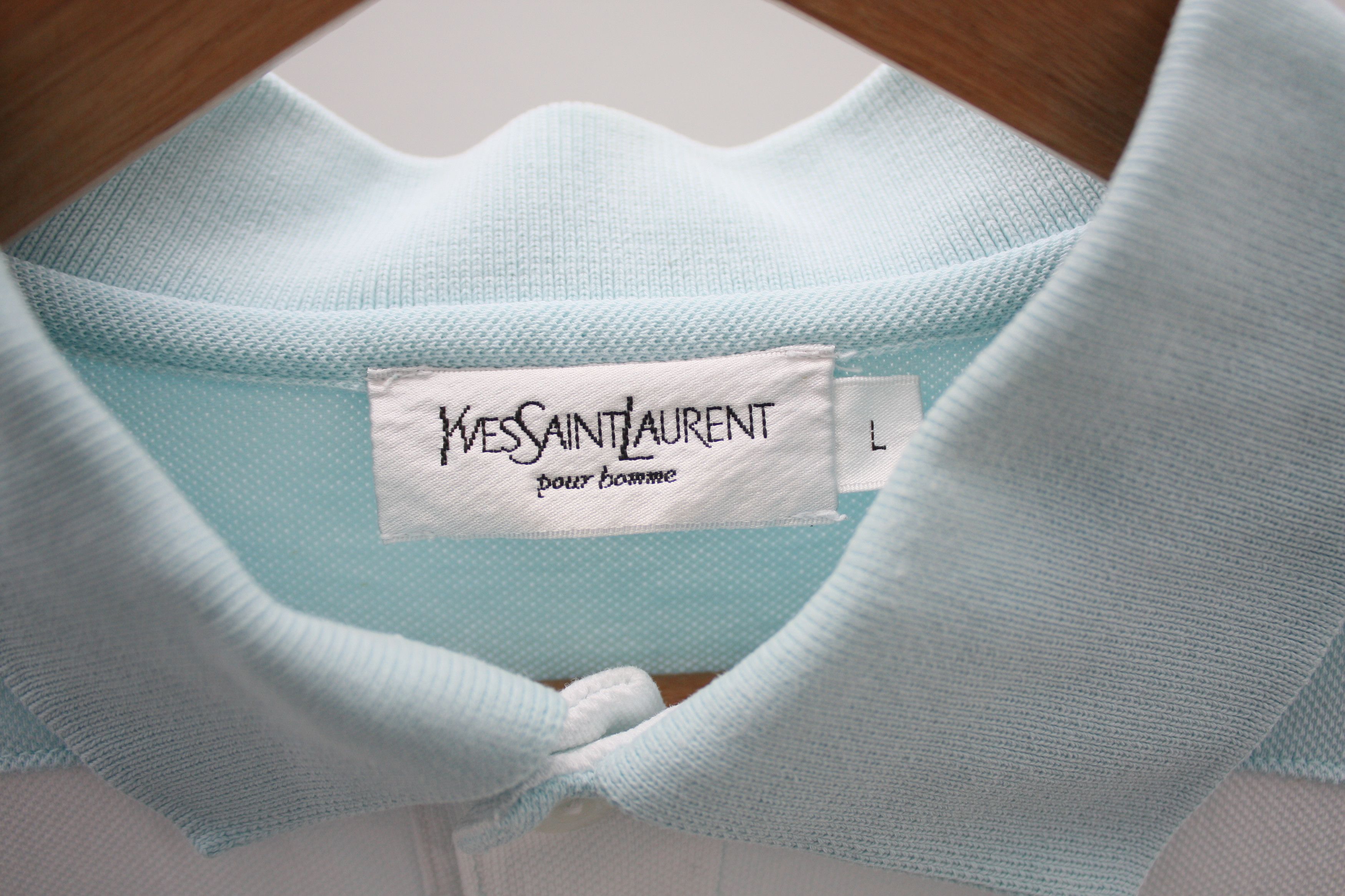 Yves Saint Laurent Yves Saint Laurent Blue White Polo Size US L / EU 52-54 / 3 - 2 Thumbnail