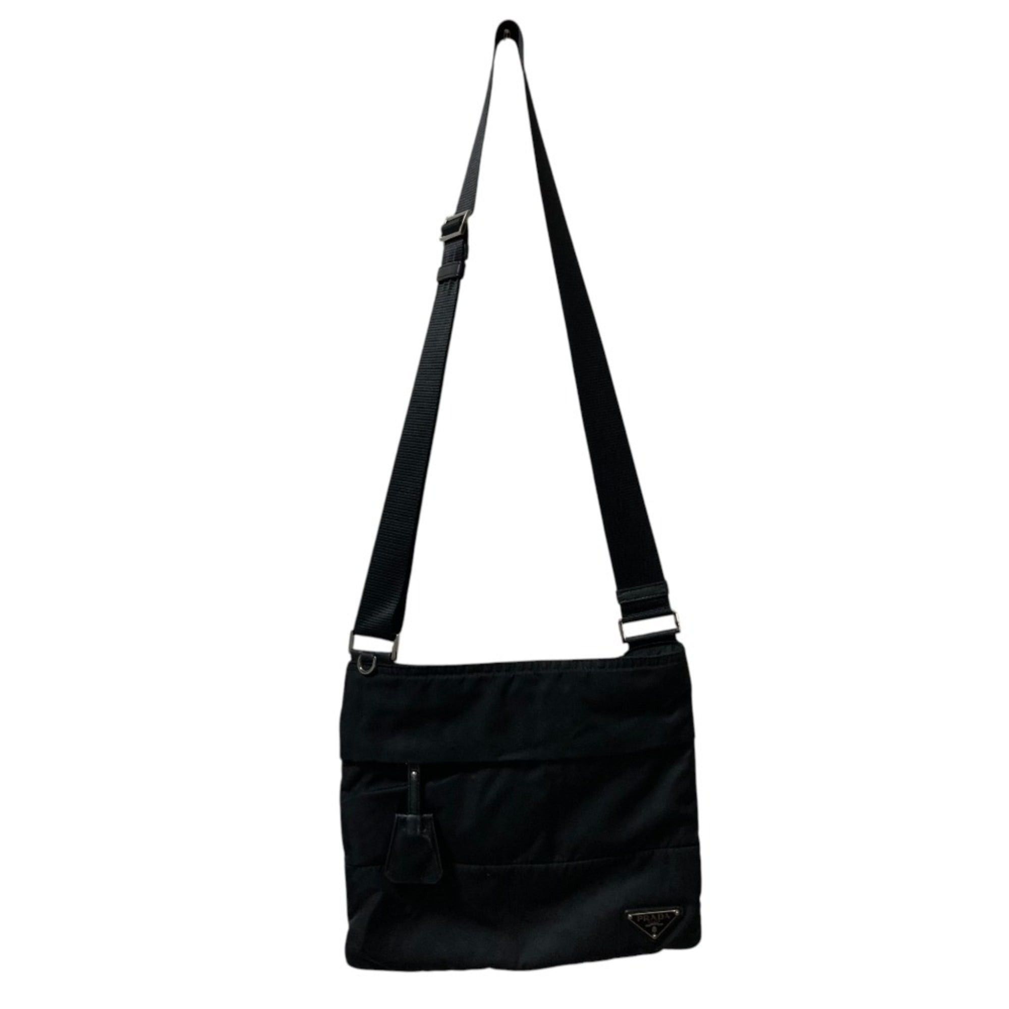 Prada PRADA Triangle Logo Shoulder Bag, Black, for Men and Women Size ONE SIZE - 7 Thumbnail