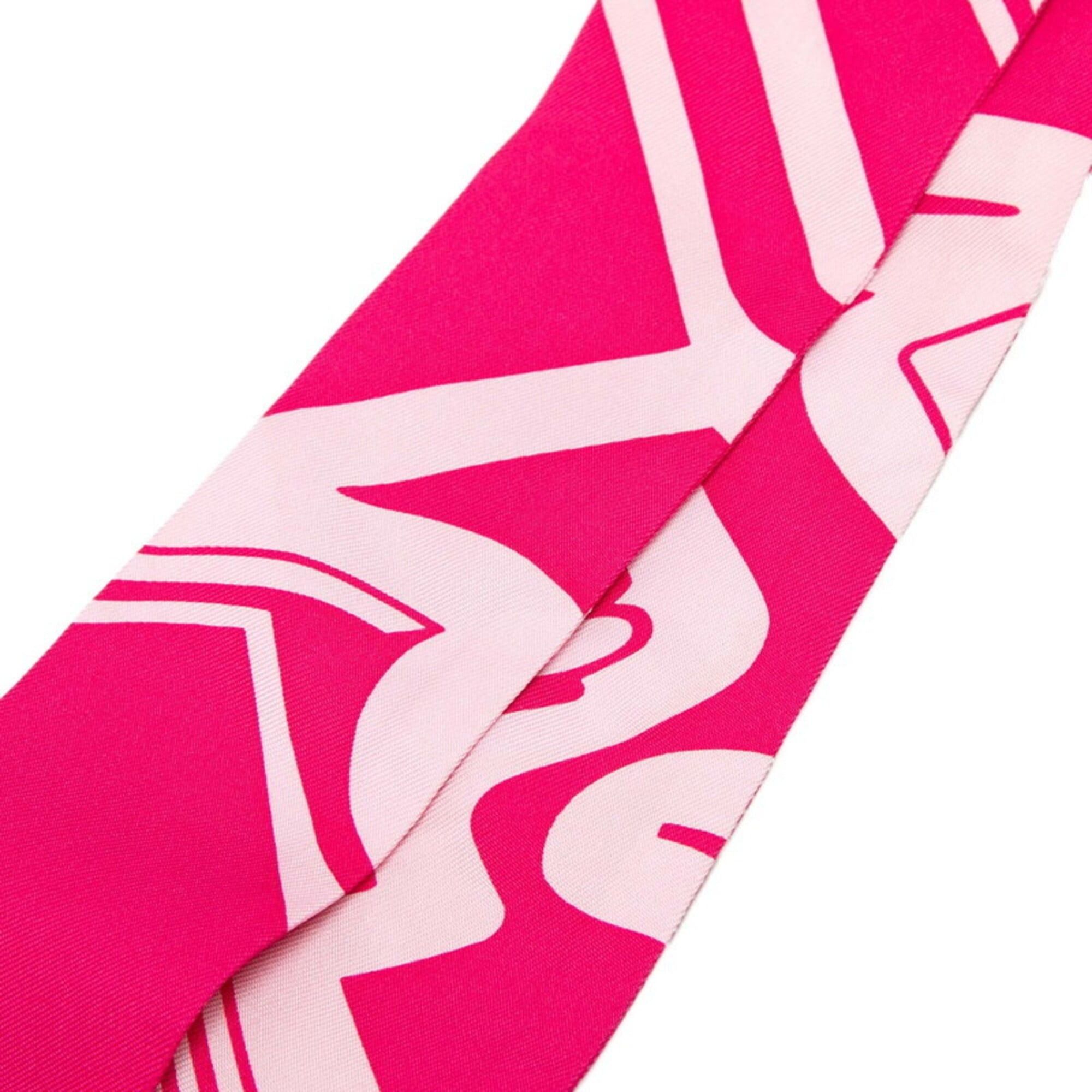 Hermes Hermes Twilly Les Coupes Tattoo Scarf Muffler Pink Silk Women's HERMES Size ONE SIZE - 2 Thumbnail