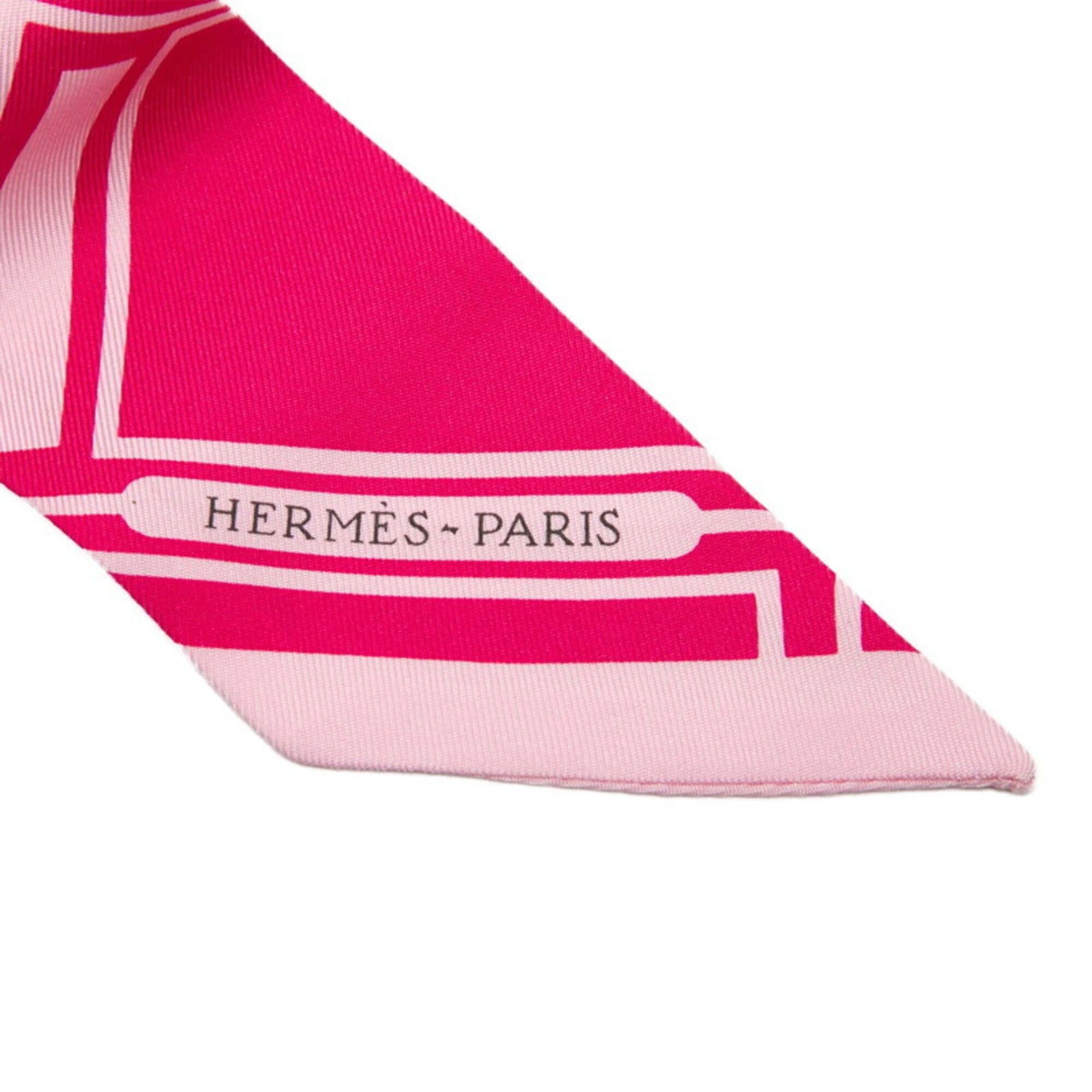 Hermes Hermes Twilly Les Coupes Tattoo Scarf Muffler Pink Silk Women's HERMES Size ONE SIZE - 3 Thumbnail