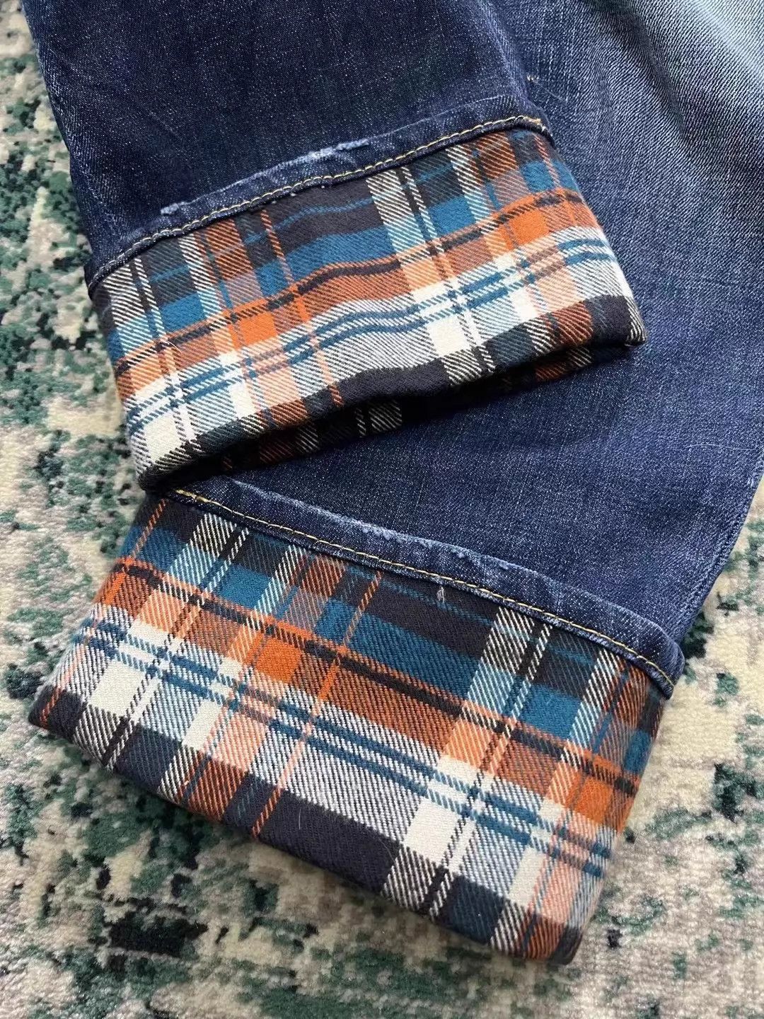 Dsquared2 Blue Denim Jeans with 'ICO' Print and Plaid Cuff Size US 32 / EU 48 - 5 Thumbnail