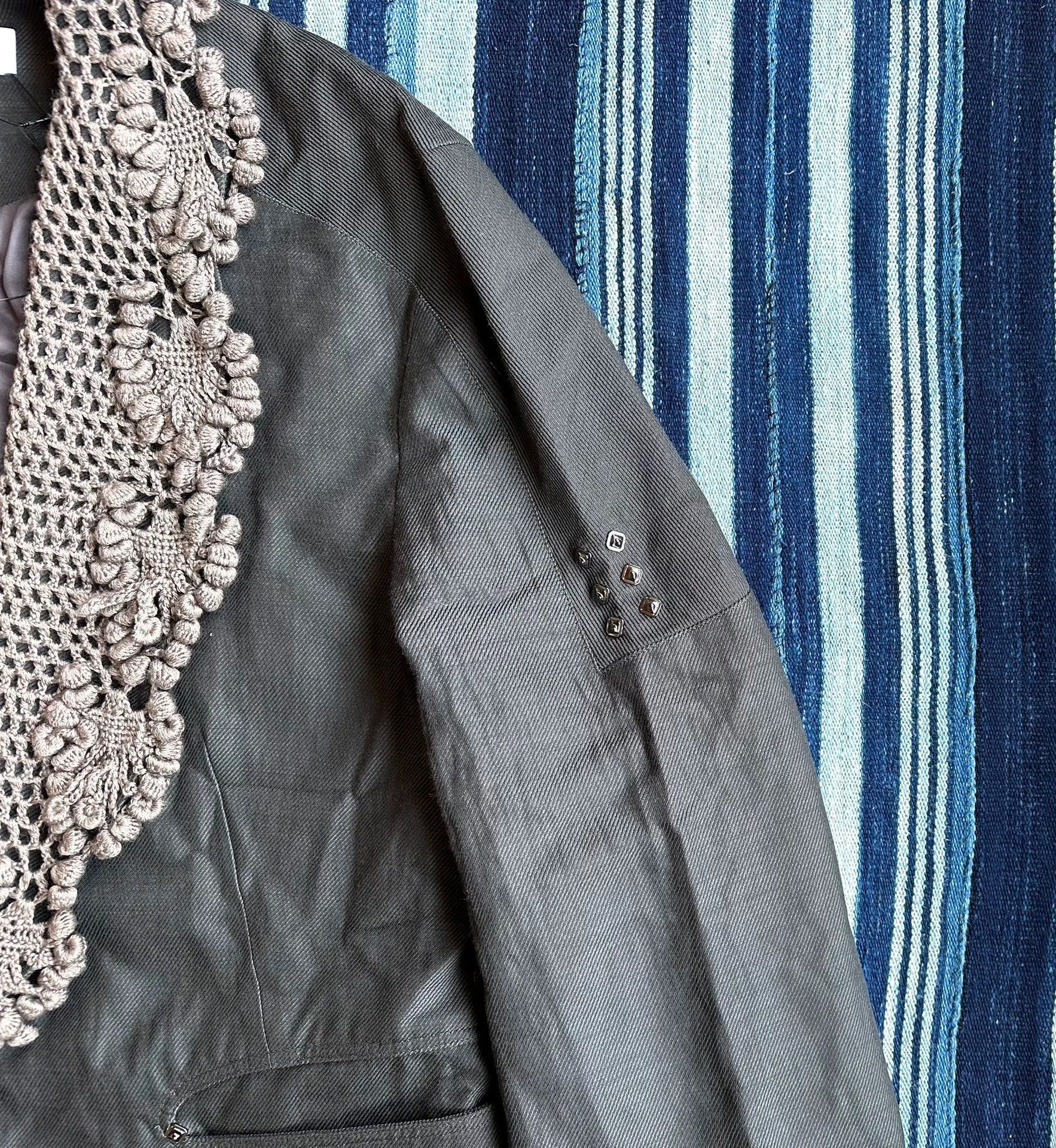 Kiko Kostadinov Gray Light Jacket with Crocheted Collar - Size M Size US M / EU 48-50 / 2 - 5 Thumbnail
