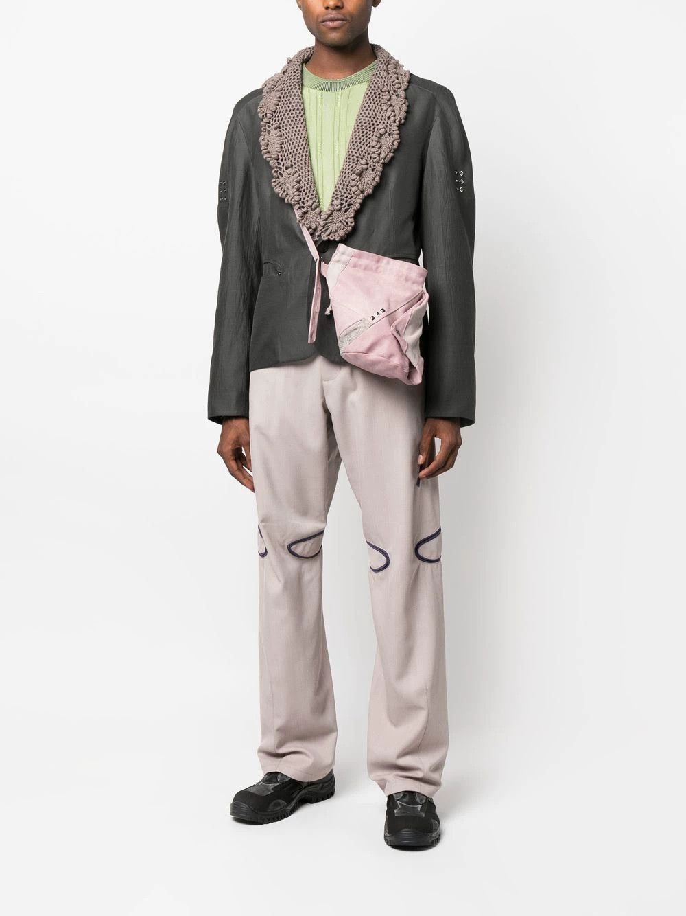 Kiko Kostadinov Gray Light Jacket with Crocheted Collar - Size M Size US M / EU 48-50 / 2 - 9 Thumbnail