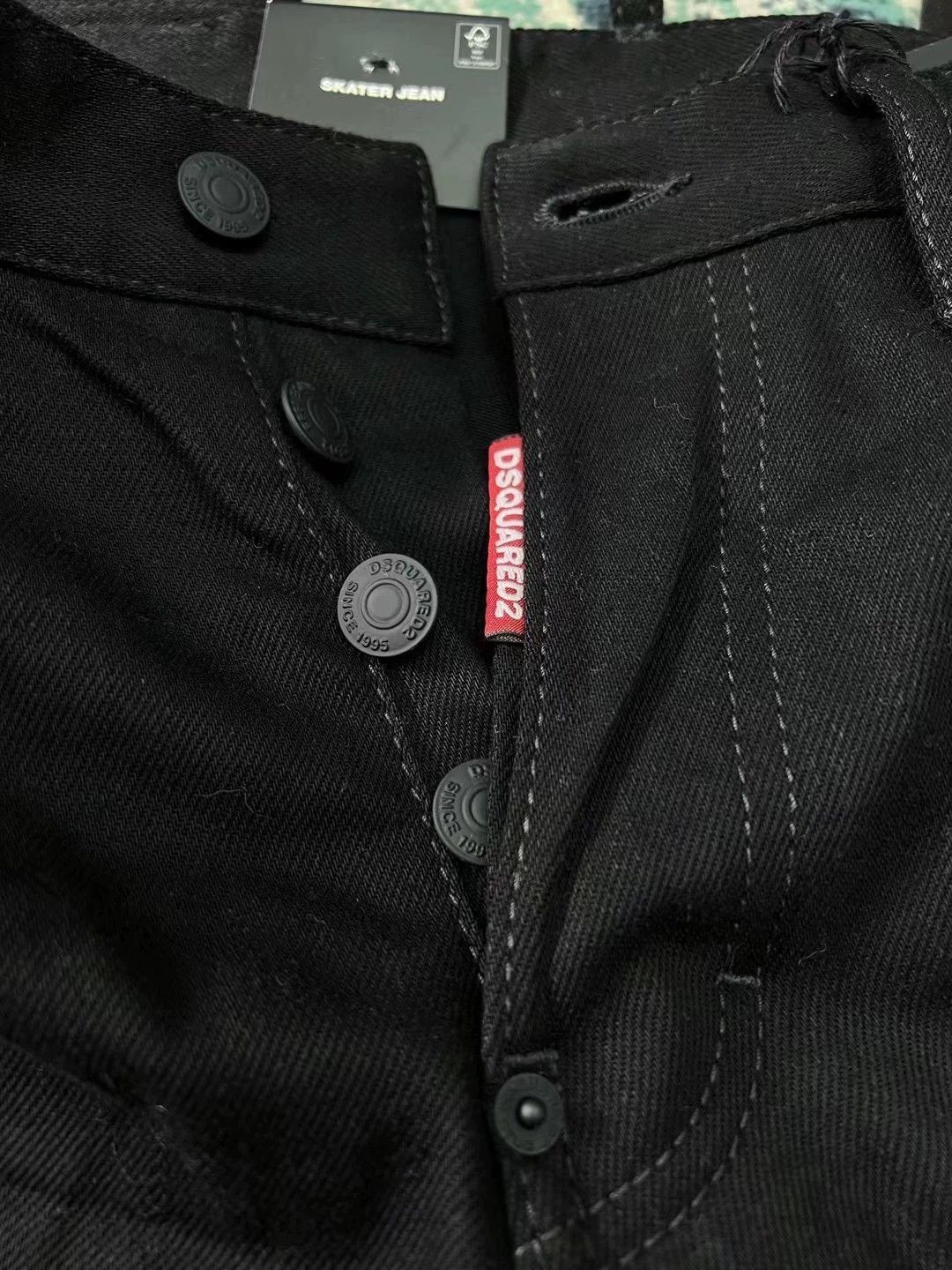 Dsquared2 Black Denim Pants with White Graphic Print - Size 30 Size US 30 / EU 46 - 3 Thumbnail