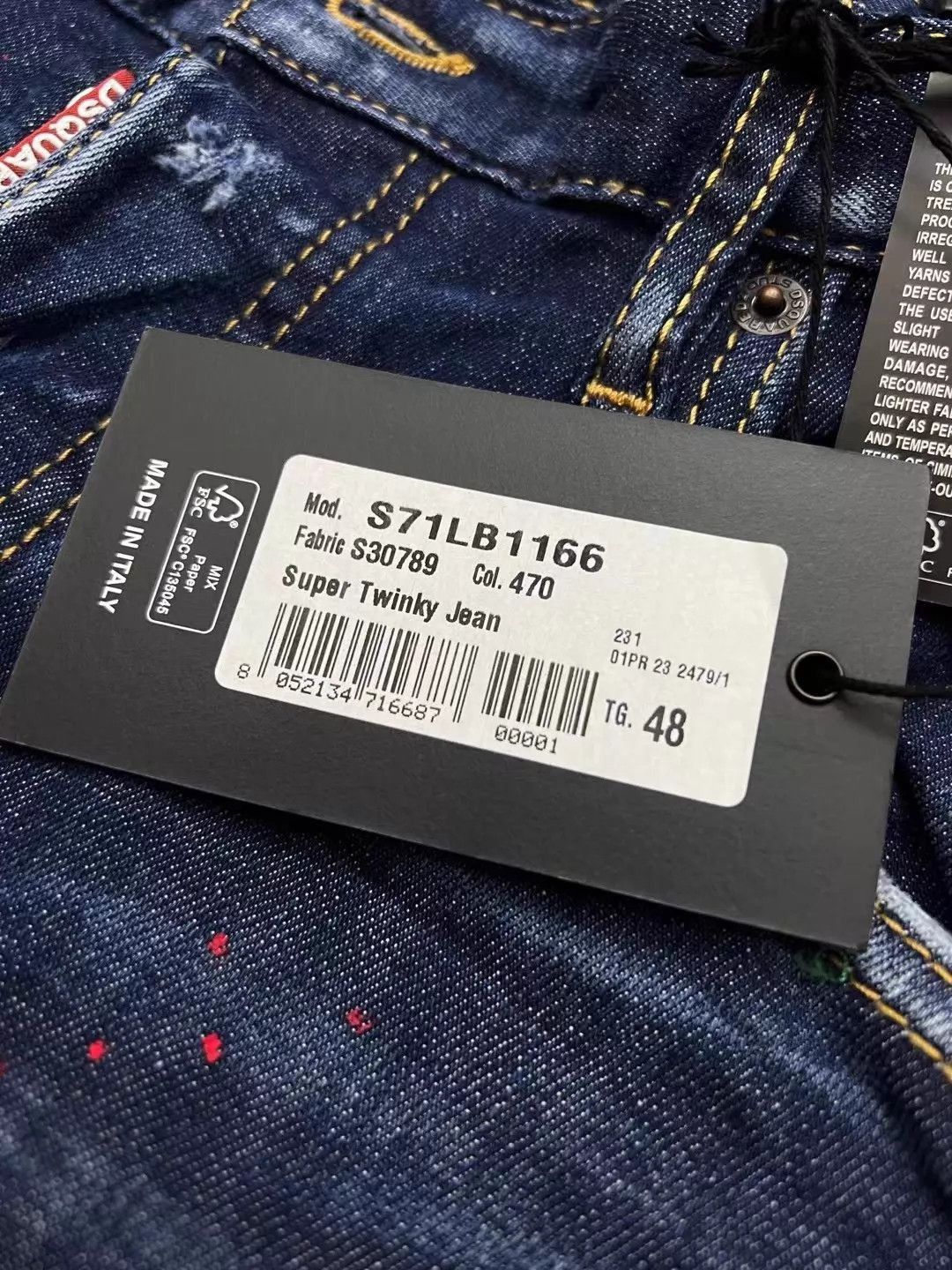 Dsquared2 Blue Denim Jeans with Paint Splatter Accents Size US 32 / EU 48 - 8 Thumbnail