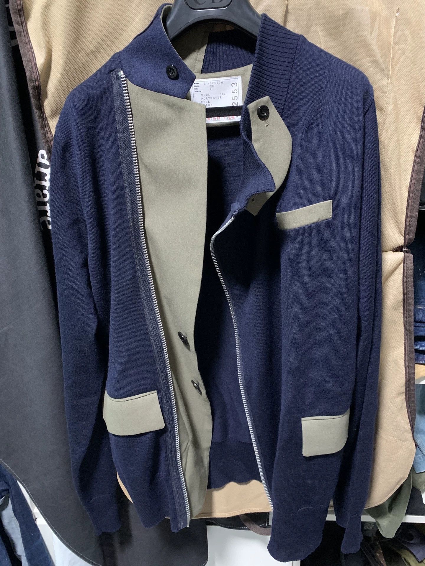 Sacai Blue Zip-Front Bomber Jacket with Contrast Pockets - M Size US M / EU 48-50 / 2 - 2 Thumbnail