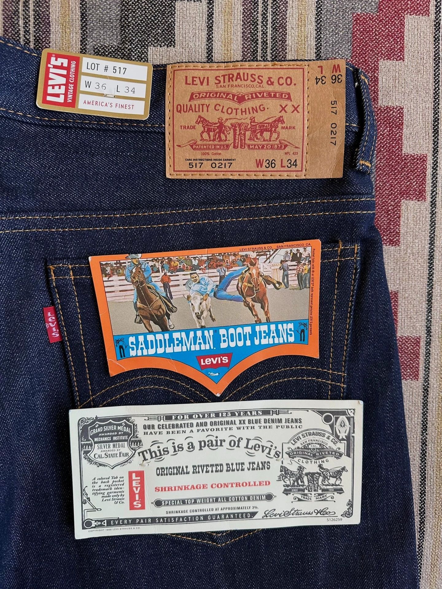 Levi's Blue Denim Straight-Leg Pants Size 36 Size US 36 / EU 52 - 7 Thumbnail