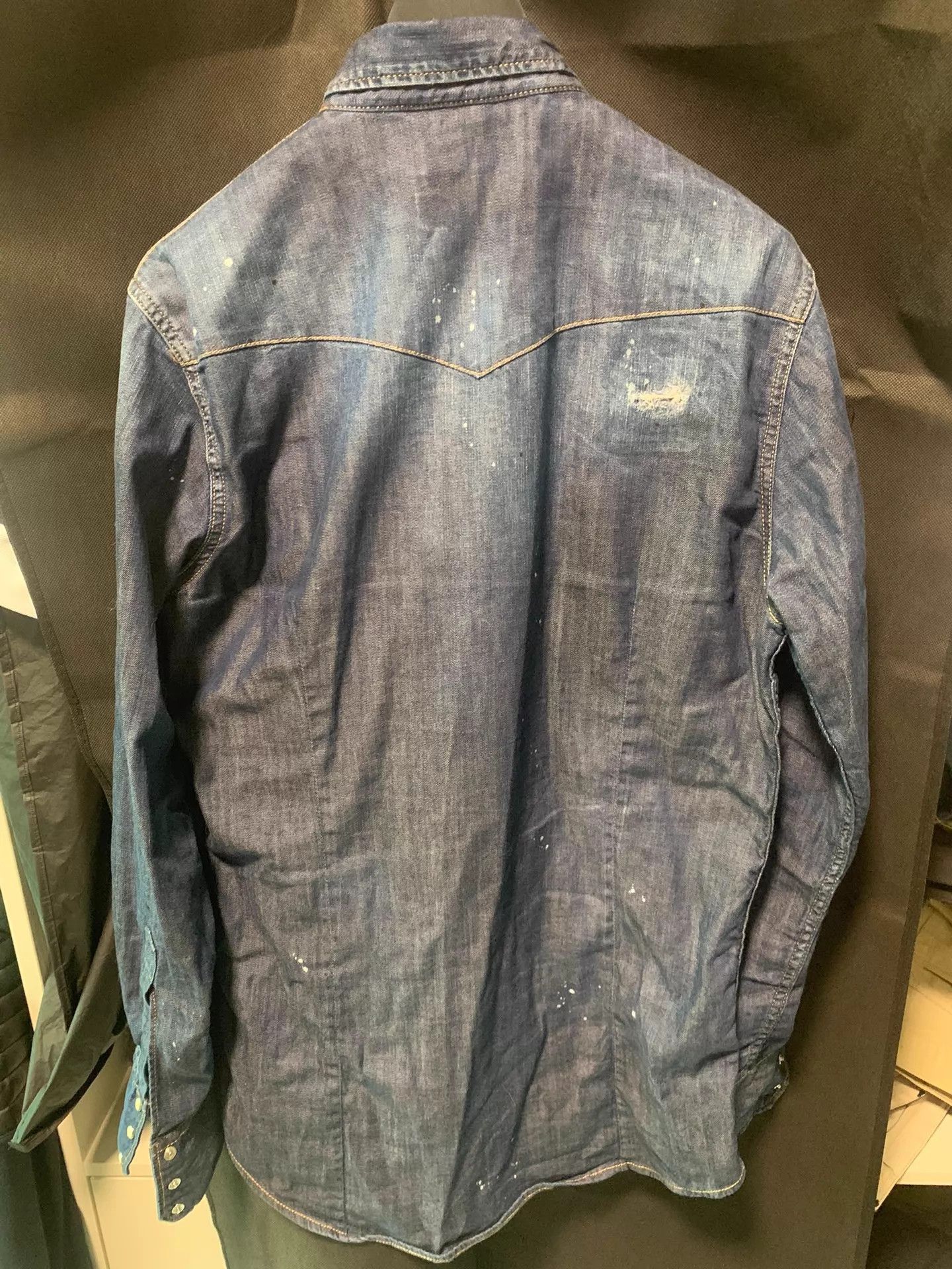 Dsquared2 Blue Button-Up Shirt with Paint Splatter Accents Size US S / EU 44-46 / 1 - 5 Thumbnail