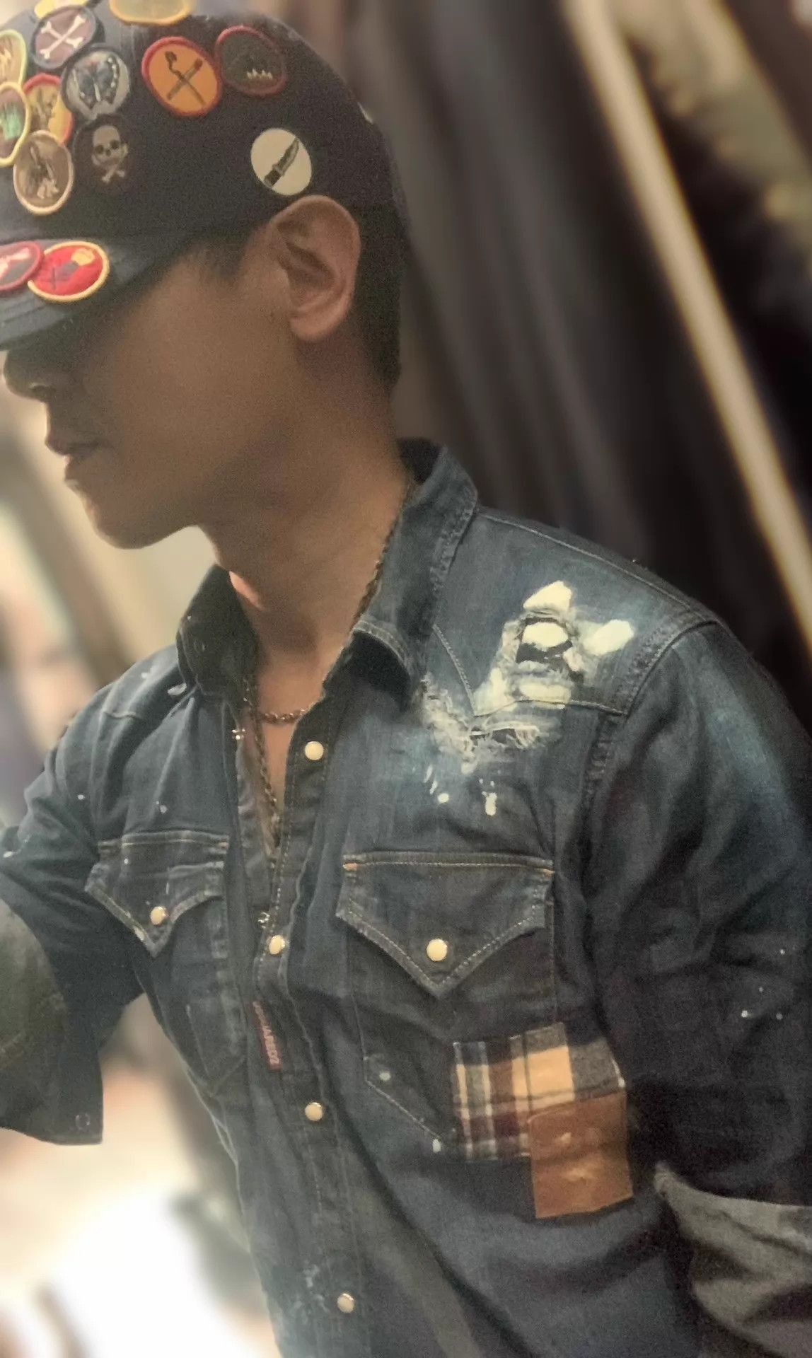 Dsquared2 Blue Button-Up Shirt with Paint Splatter Accents Size US S / EU 44-46 / 1 - 8 Thumbnail