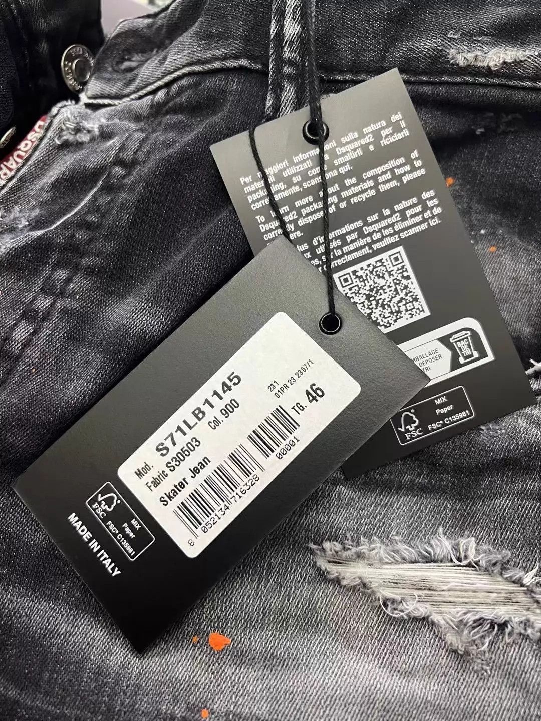 Dsquared2 Black Distressed Paint Splatter Denim Jeans Size 30 Size US 30 / EU 46 - 8 Thumbnail