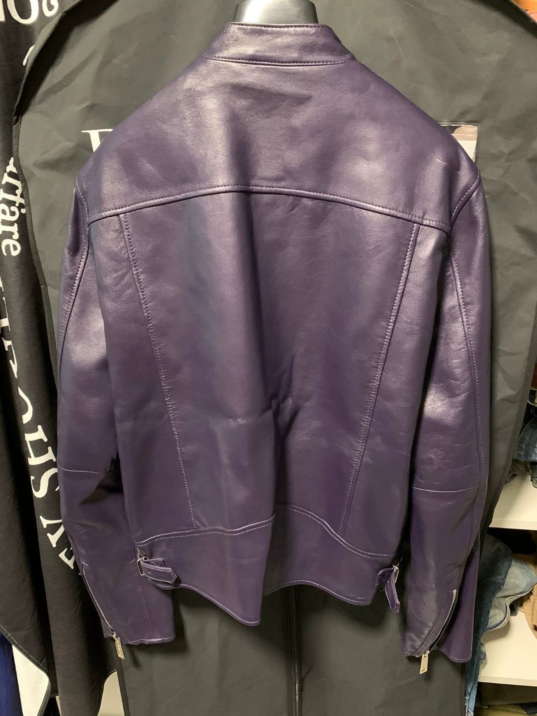 Dsquared2 Purple Leather Jacket with Zip Closure - Size M Size US M / EU 48-50 / 2 - 2 Thumbnail