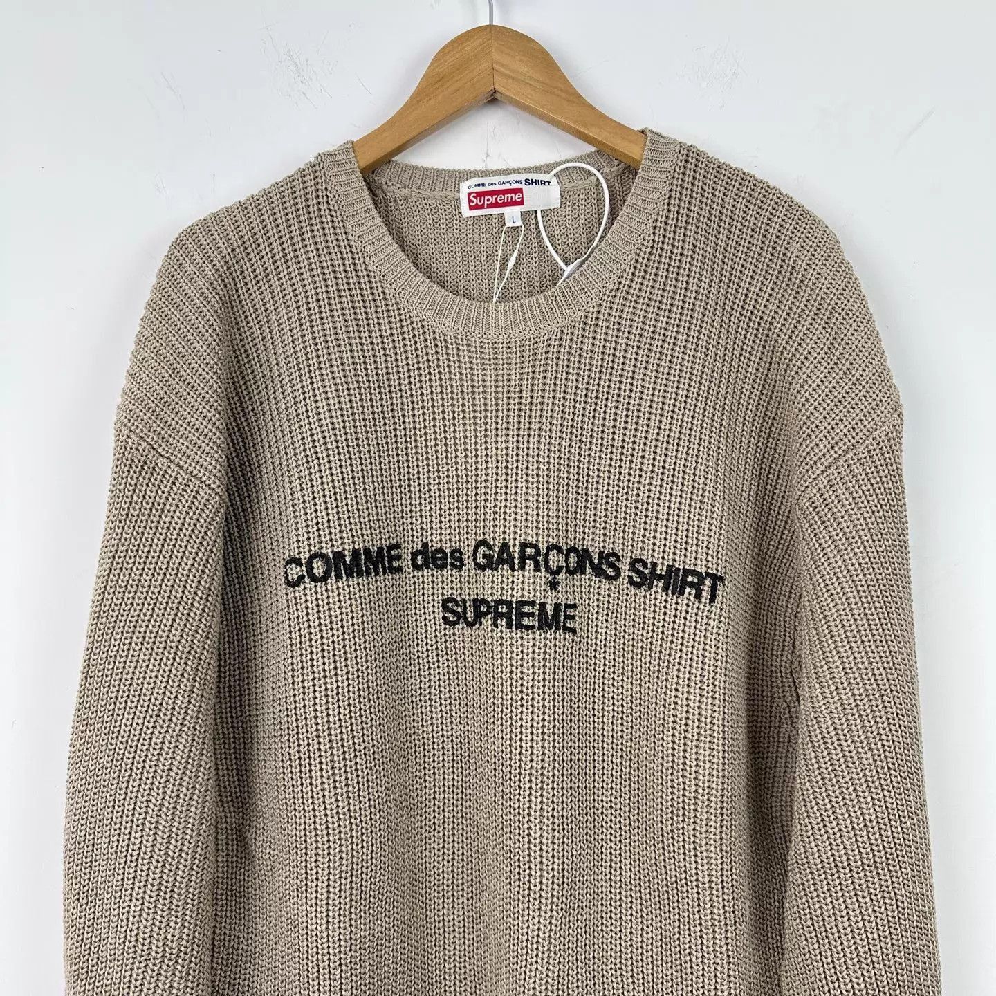 Comme des Garcons Beige Waffle Knit Long Sleeve Sweater Size US L / EU 52-54 / 3 - 4 Thumbnail
