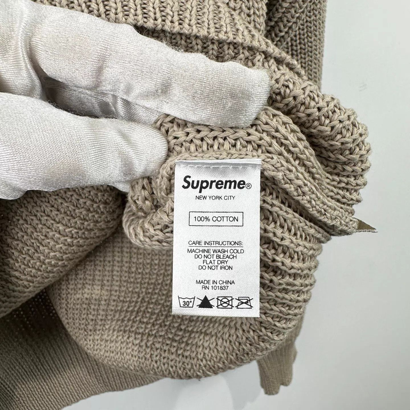 Comme des Garcons Beige Waffle Knit Long Sleeve Sweater Size US L / EU 52-54 / 3 - 5 Thumbnail