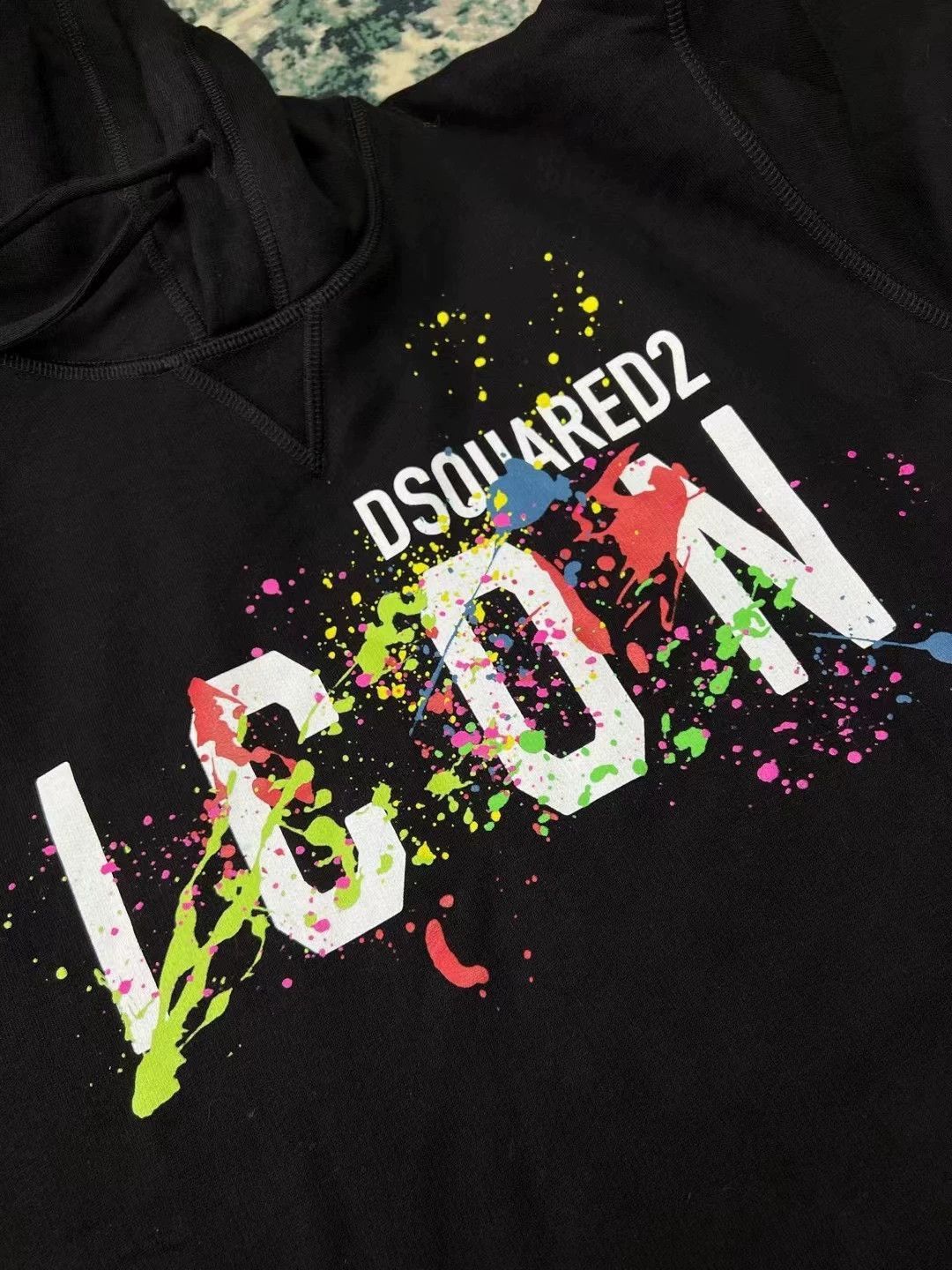 Dsquared2 Black Hoodie with ICON Splatter Graphic Print Size US M / EU 48-50 / 2 - 3 Thumbnail