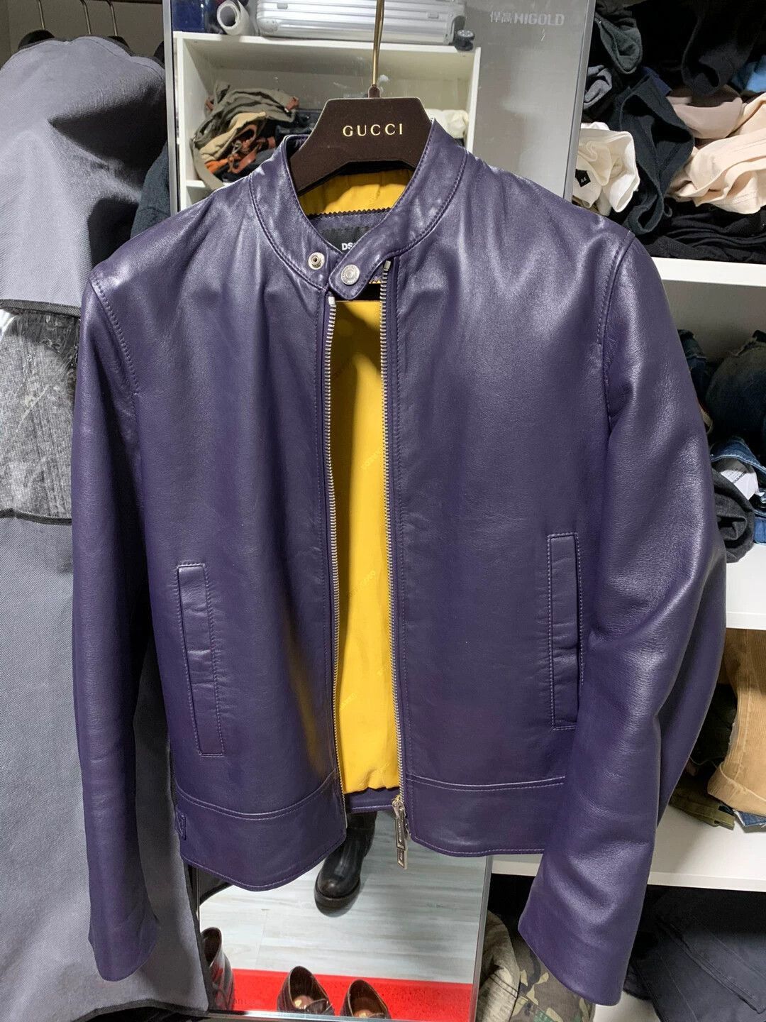 Dsquared2 Multi Color Leather Biker Jacket Size US S / EU 44-46 / 1 - 2 Thumbnail