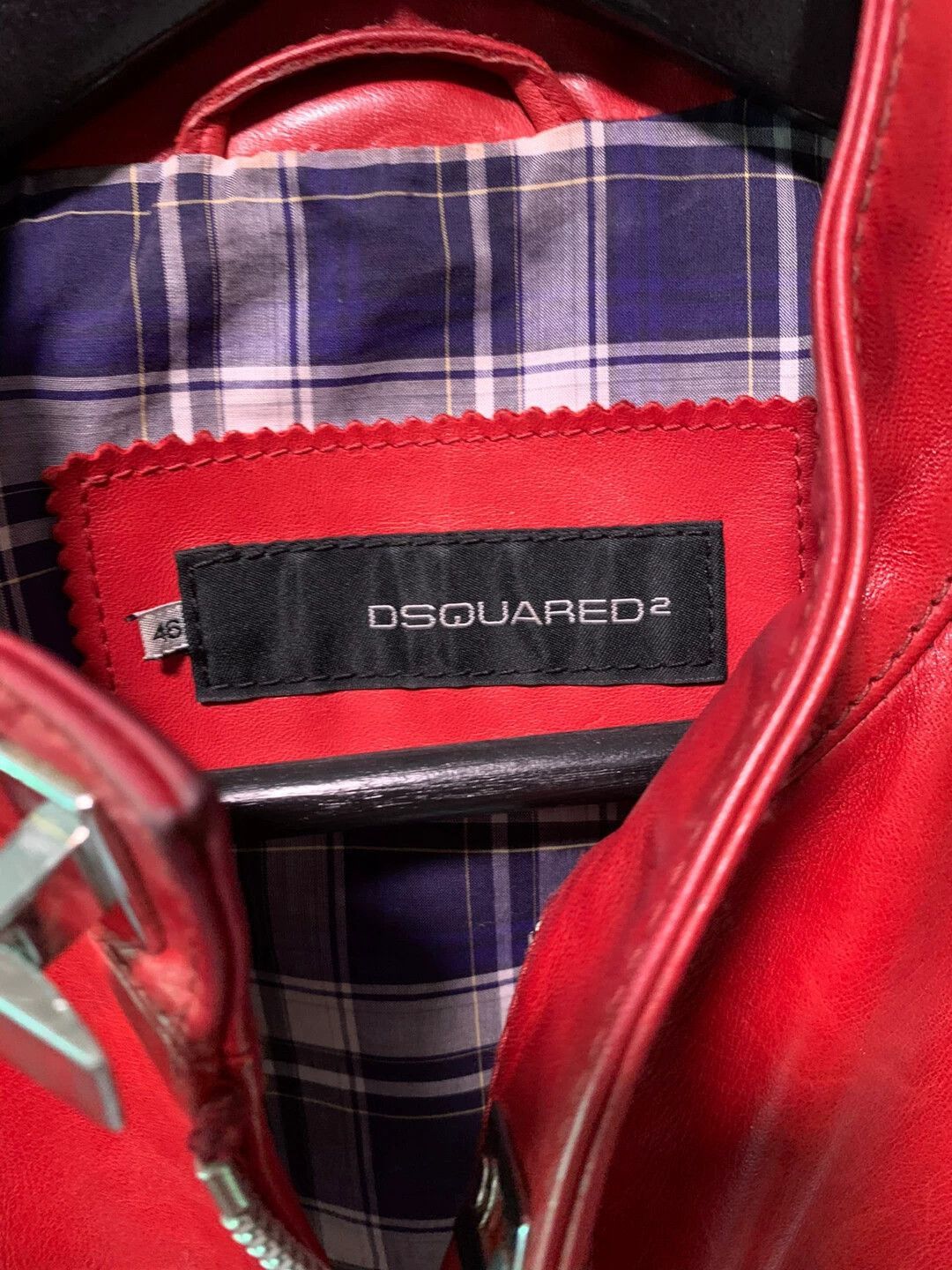 Dsquared2 Red Leather Moto Jacket Size US S / EU 44-46 / 1 - 3 Thumbnail