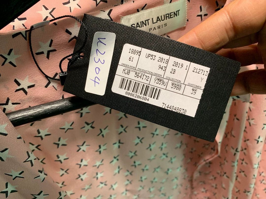 Saint Laurent Paris Pink Star Pattern Long Sleeve Button-Up Shirt Size US M / EU 48-50 / 2 - 4 Thumbnail