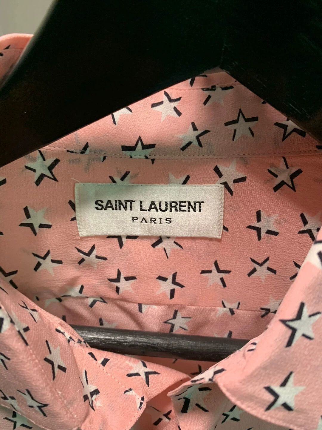 Saint Laurent Paris Pink Star Pattern Long Sleeve Button-Up Shirt Size US M / EU 48-50 / 2 - 3 Thumbnail
