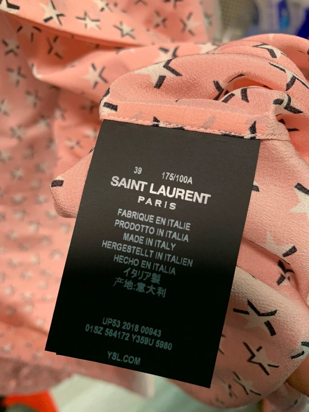 Saint Laurent Paris Pink Star Pattern Long Sleeve Button-Up Shirt Size US M / EU 48-50 / 2 - 5 Thumbnail
