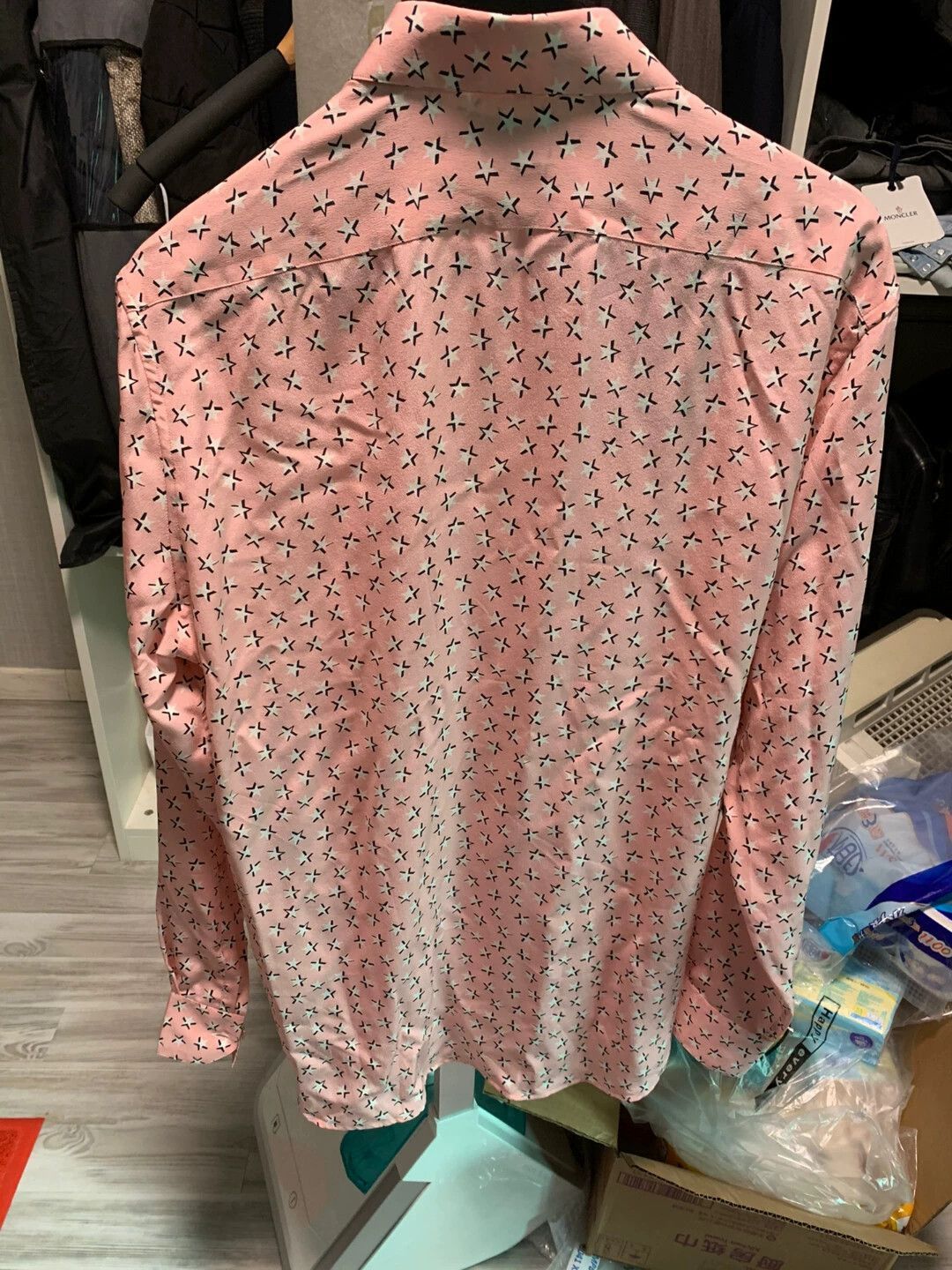 Saint Laurent Paris Pink Star Pattern Long Sleeve Button-Up Shirt Size US M / EU 48-50 / 2 - 2 Thumbnail